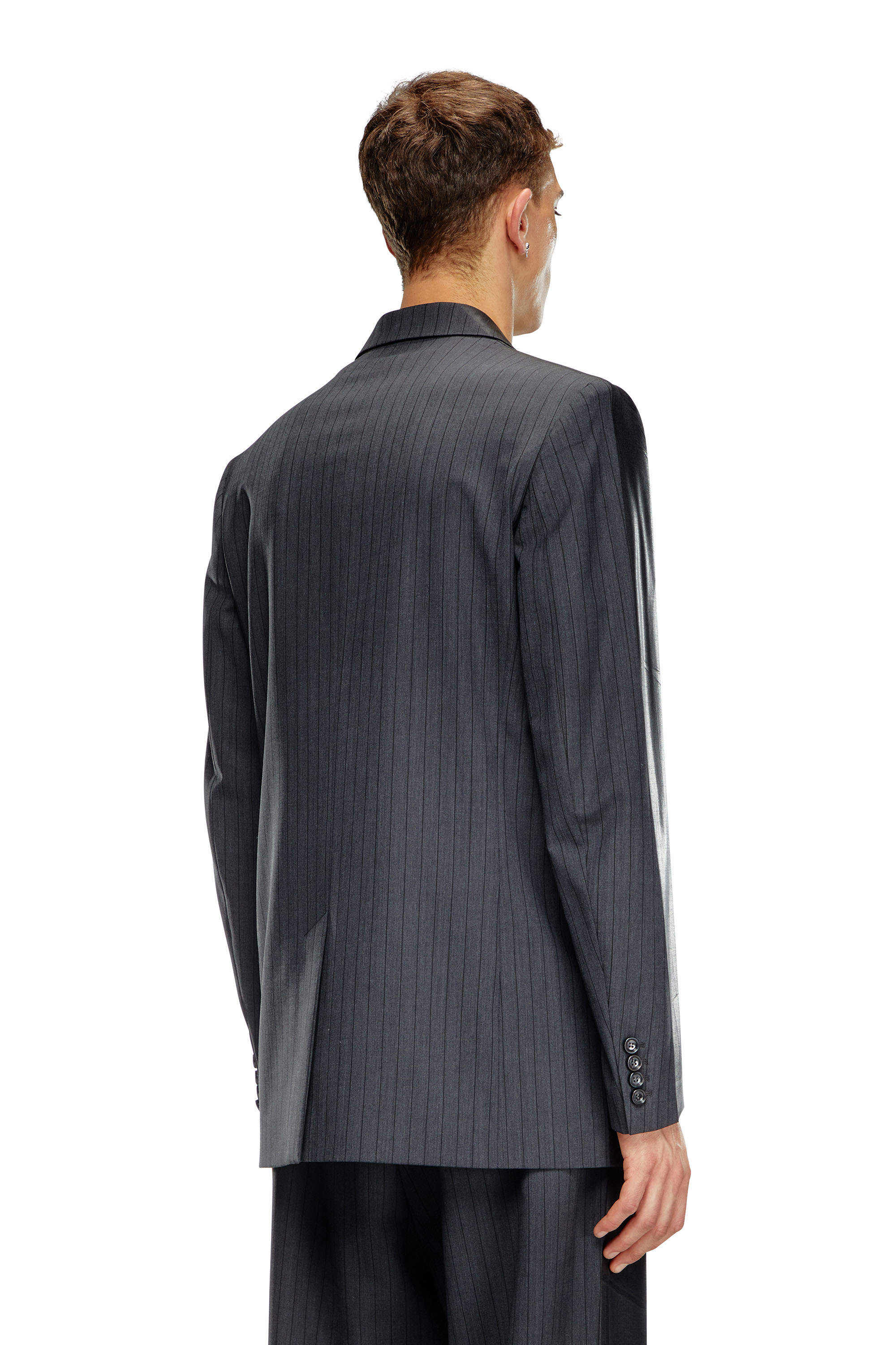 Diesel - J-STANLEY, Male Pinstripe blazer with coated front in ブラック - Image 4