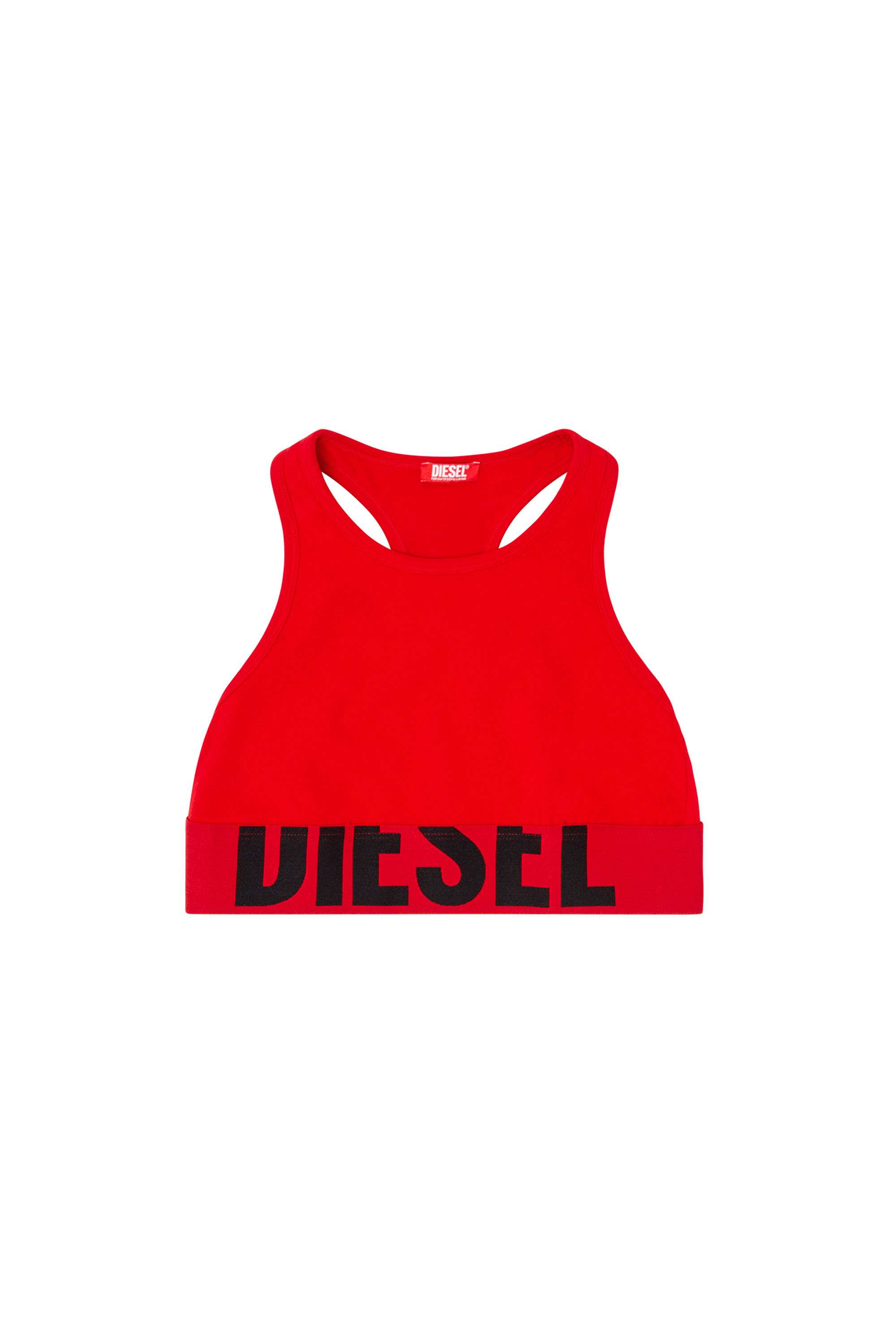 Diesel - UFSB-COTTON-RACE-BRALETTE-XL, Female's Sports bra with cut-off logo in レッド - 4