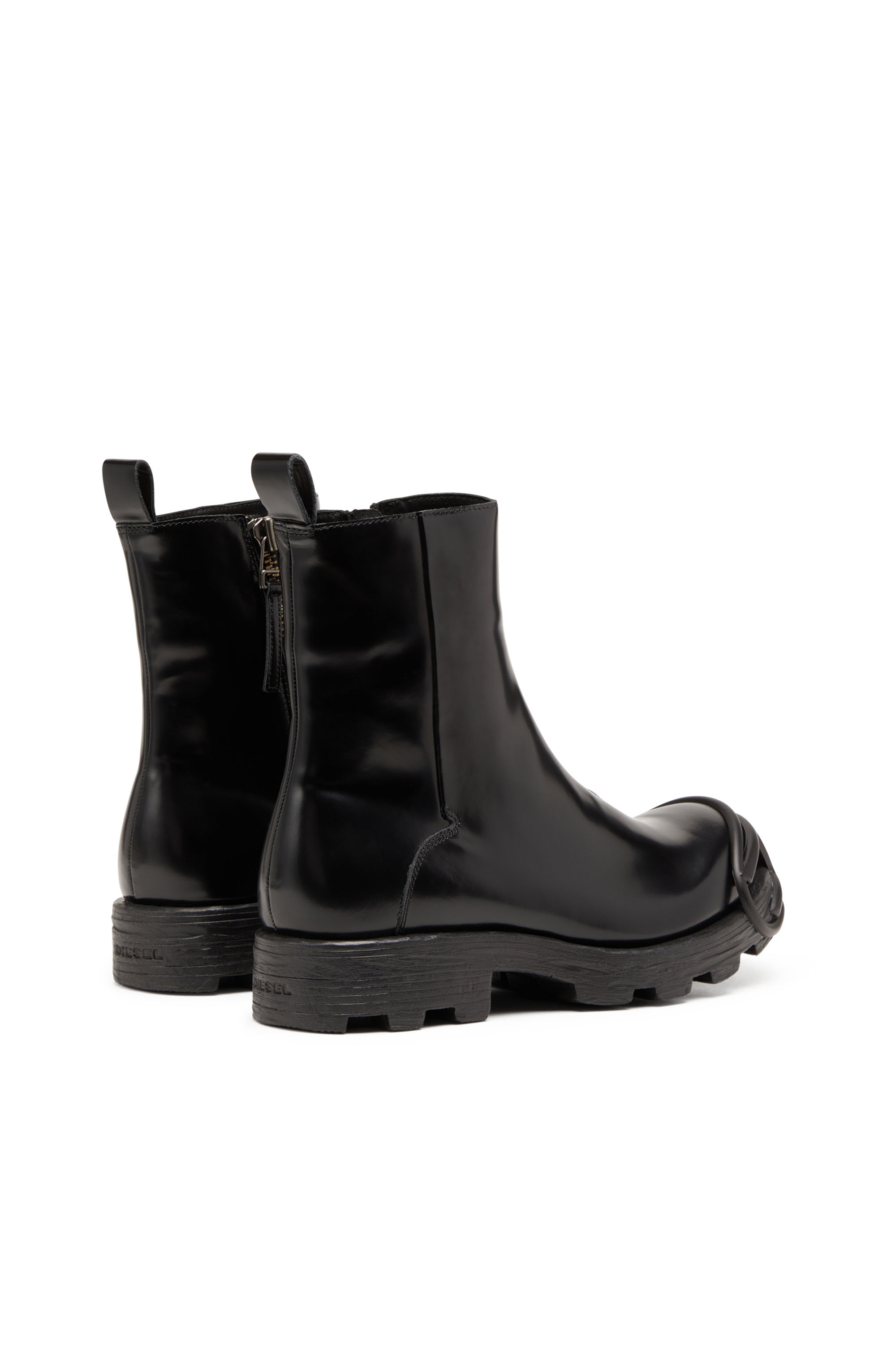 Diesel - D-HAMMER BT ZIP D, Male's D-Hammer-Leather Chelsea boots with Oval D toe caps in ブラック - 3