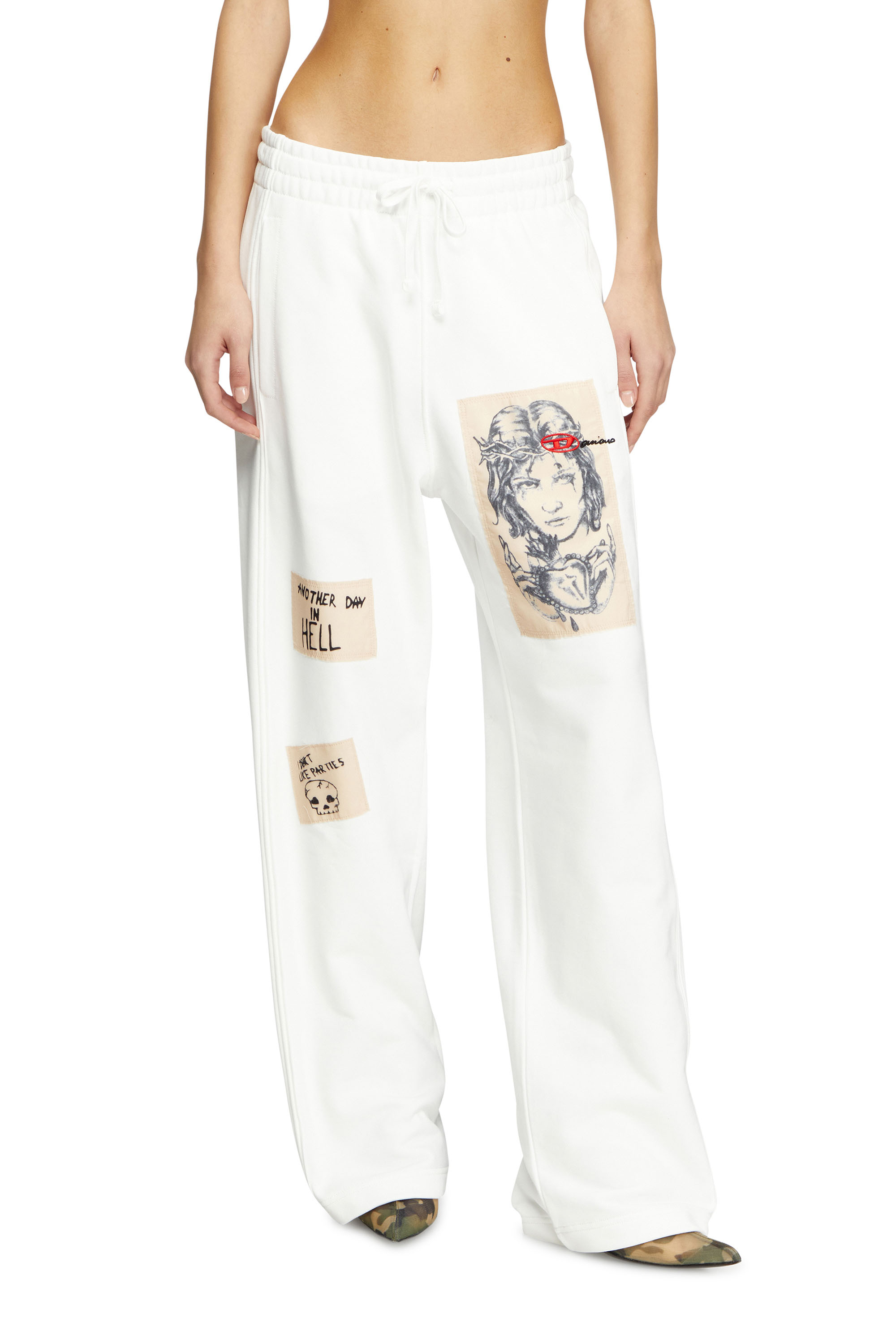 Diesel - P-MARTYANS-DD, Unisex's Track pants with tattoo patches in ホワイト - 1