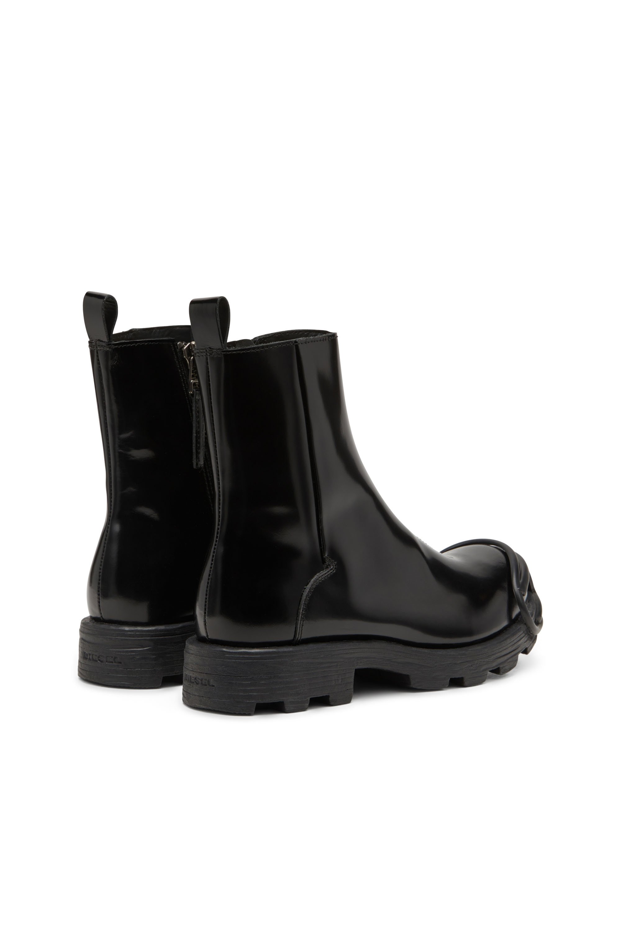 Diesel - D-HAMMER BT ZIP D, Male's D-Hammer-Leather Chelsea boots with Oval D toe caps in ブラック - 3