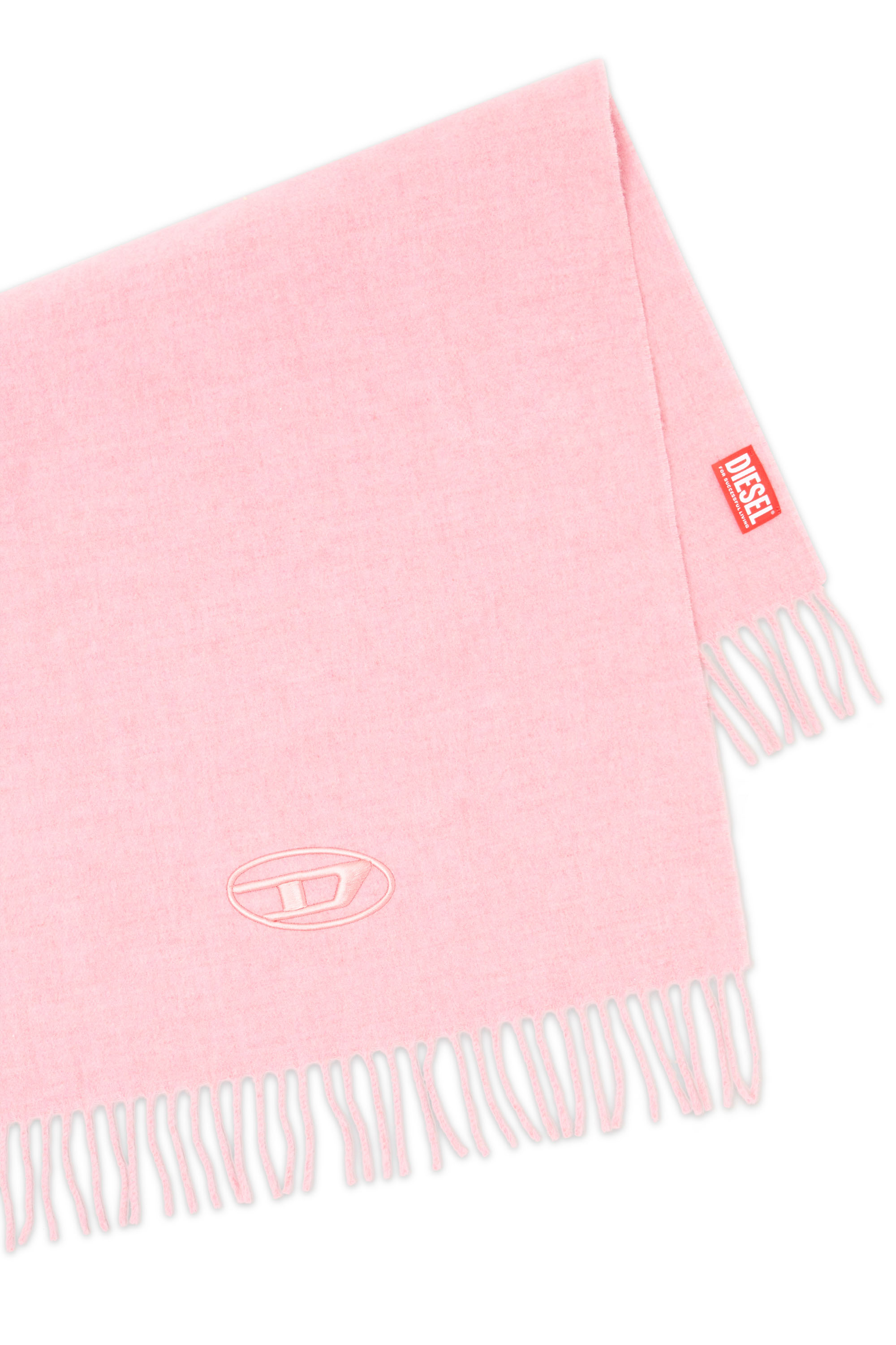 Diesel - S-IMON-D, Male's Wool-blend scarf with Oval D logo in ピンク / ホワイト - 3