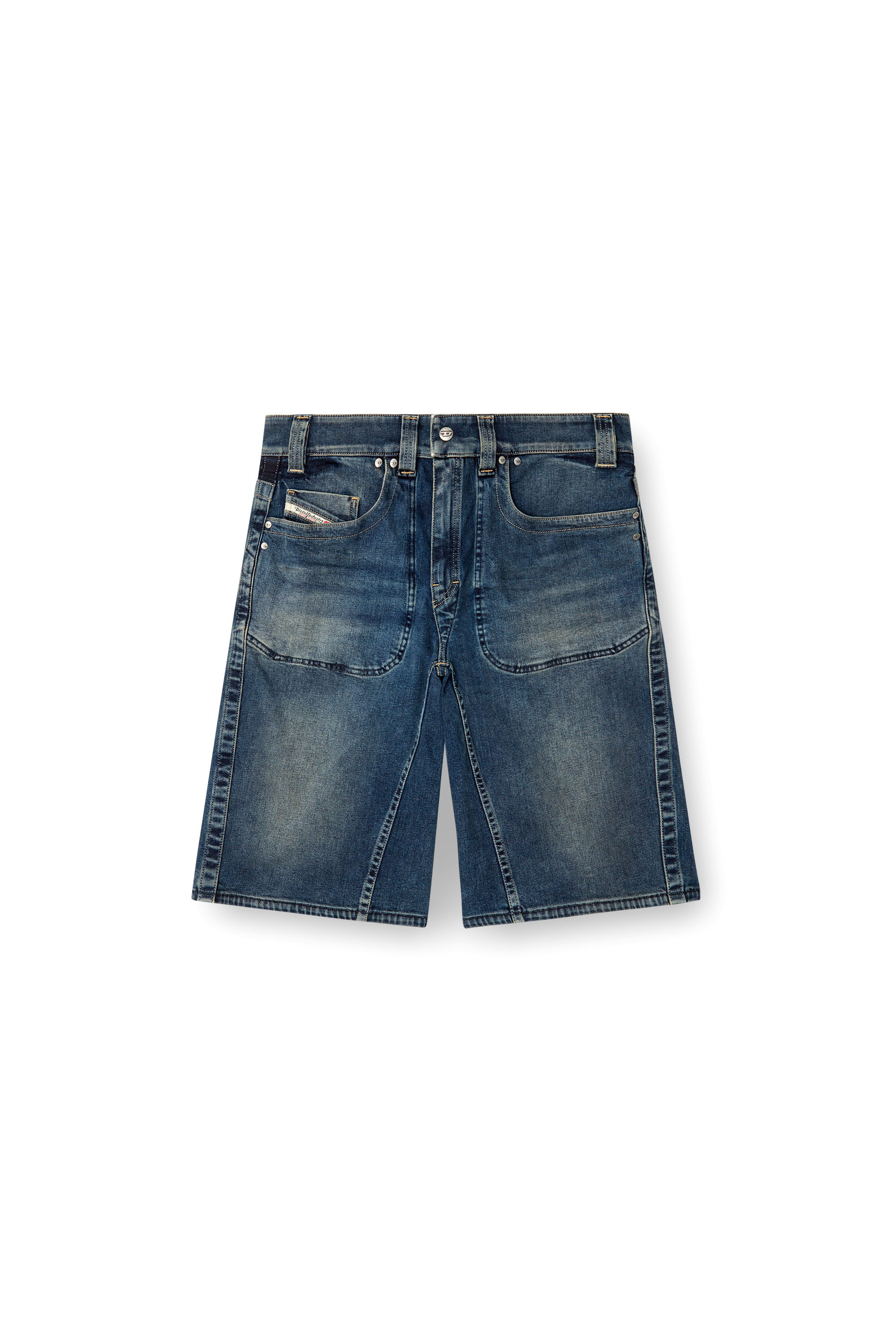 Diesel - D-MACRO-RE SHORT, Male's Bermuda shorts in Rehab denim in ダークブルー - 3