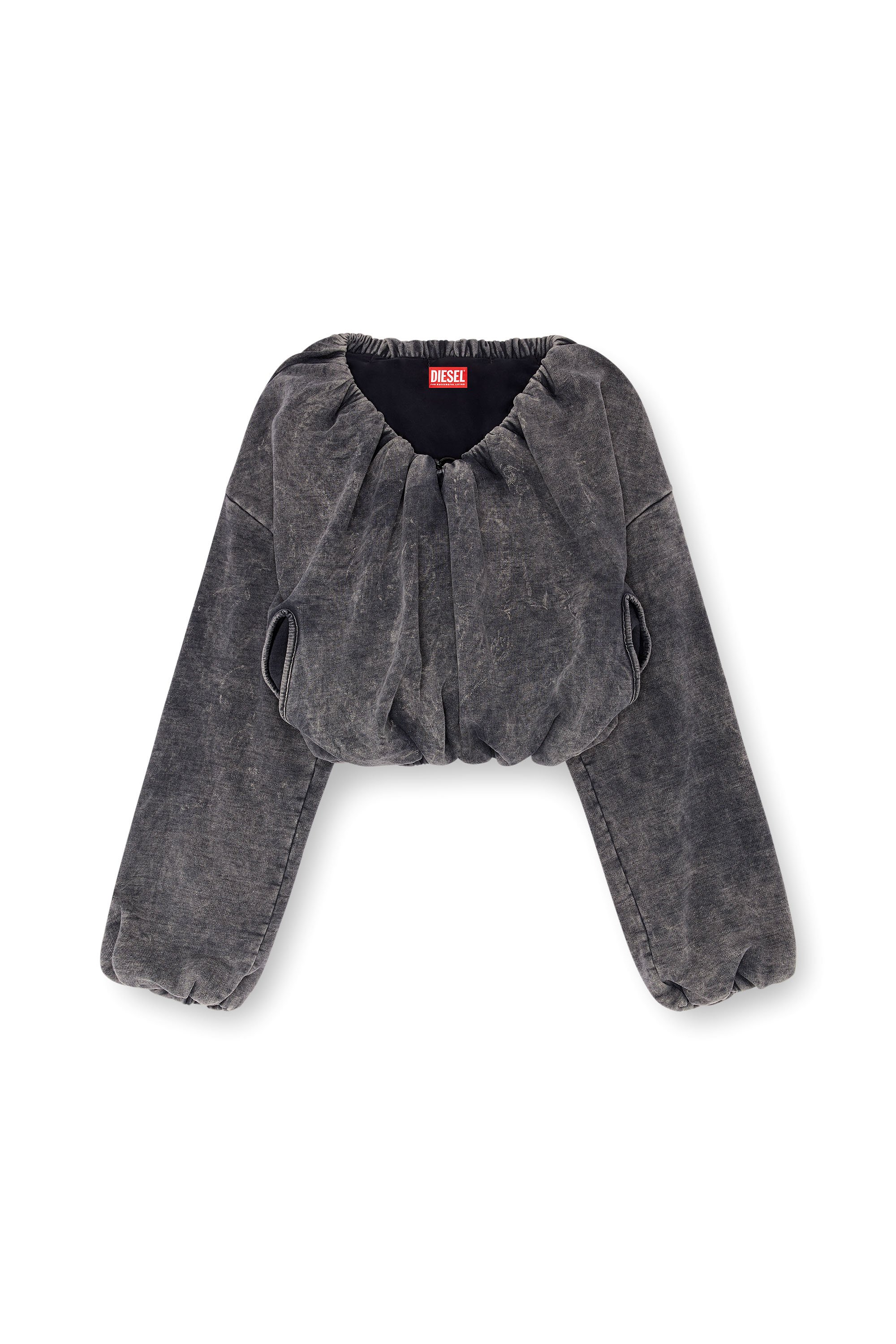 Diesel - F-RESY, Female's Cropped sweatshirt with denim effect in ダークグレー - 3