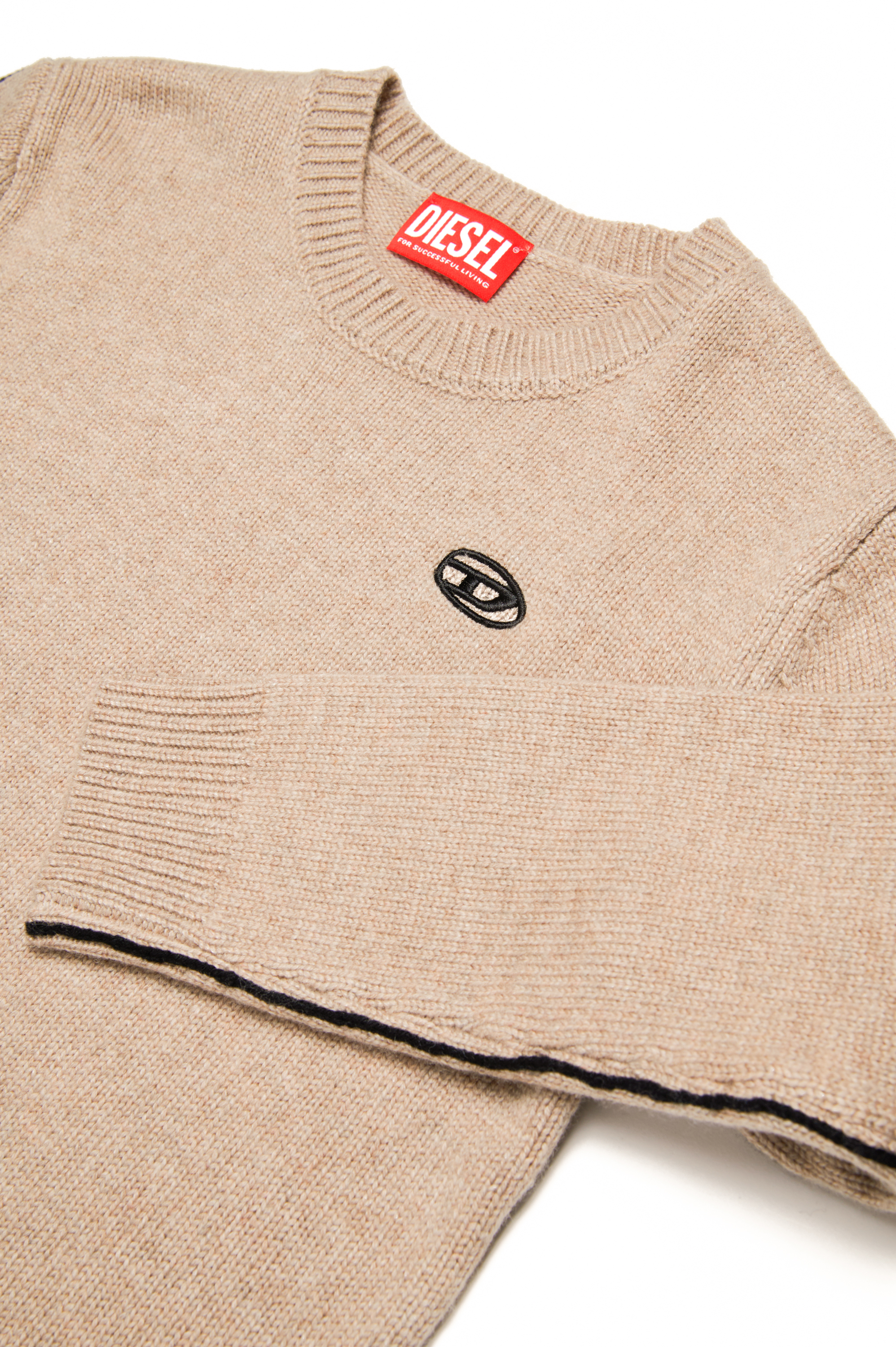 Diesel - KVROMO, Male's Piped jumper in cashmere-enriched blend in ライトブラウン - 4