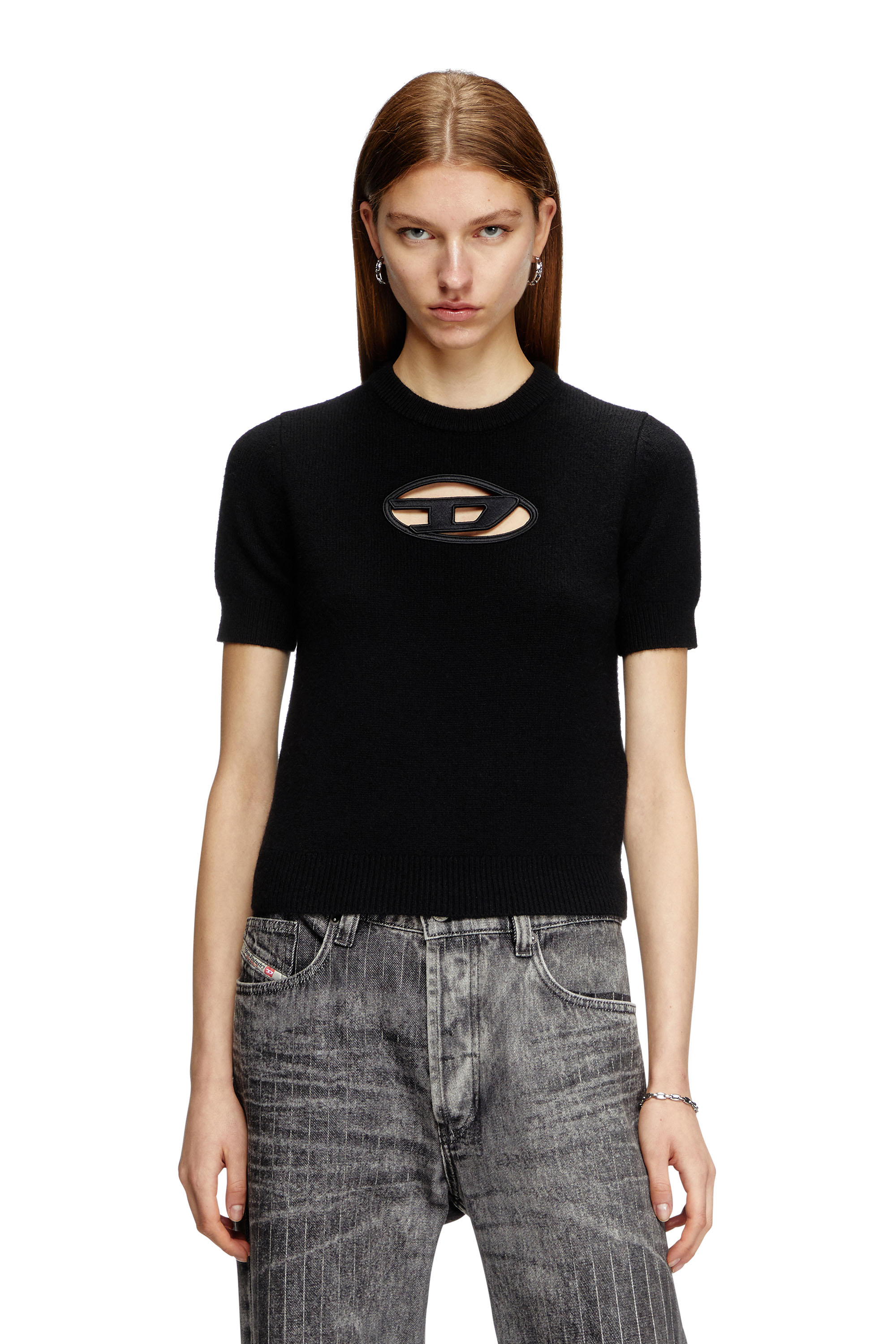 Diesel - M-ARGARIN-SS, Female's Short-sleeve jumper in cashmere blend in ブラック - 1