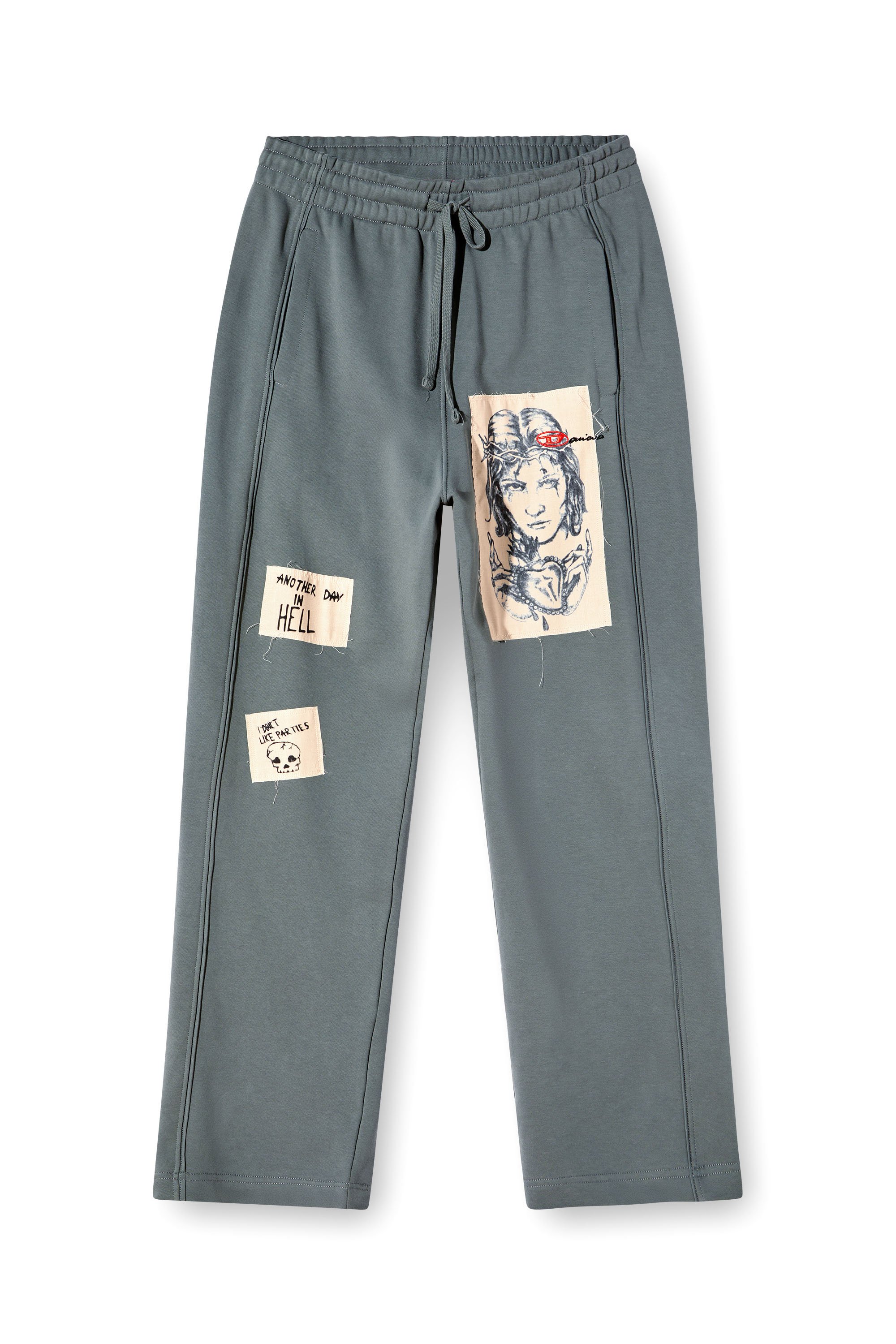 Diesel - P-MARTYANS-DD, Unisex's Track pants with tattoo patches in グレー - 7