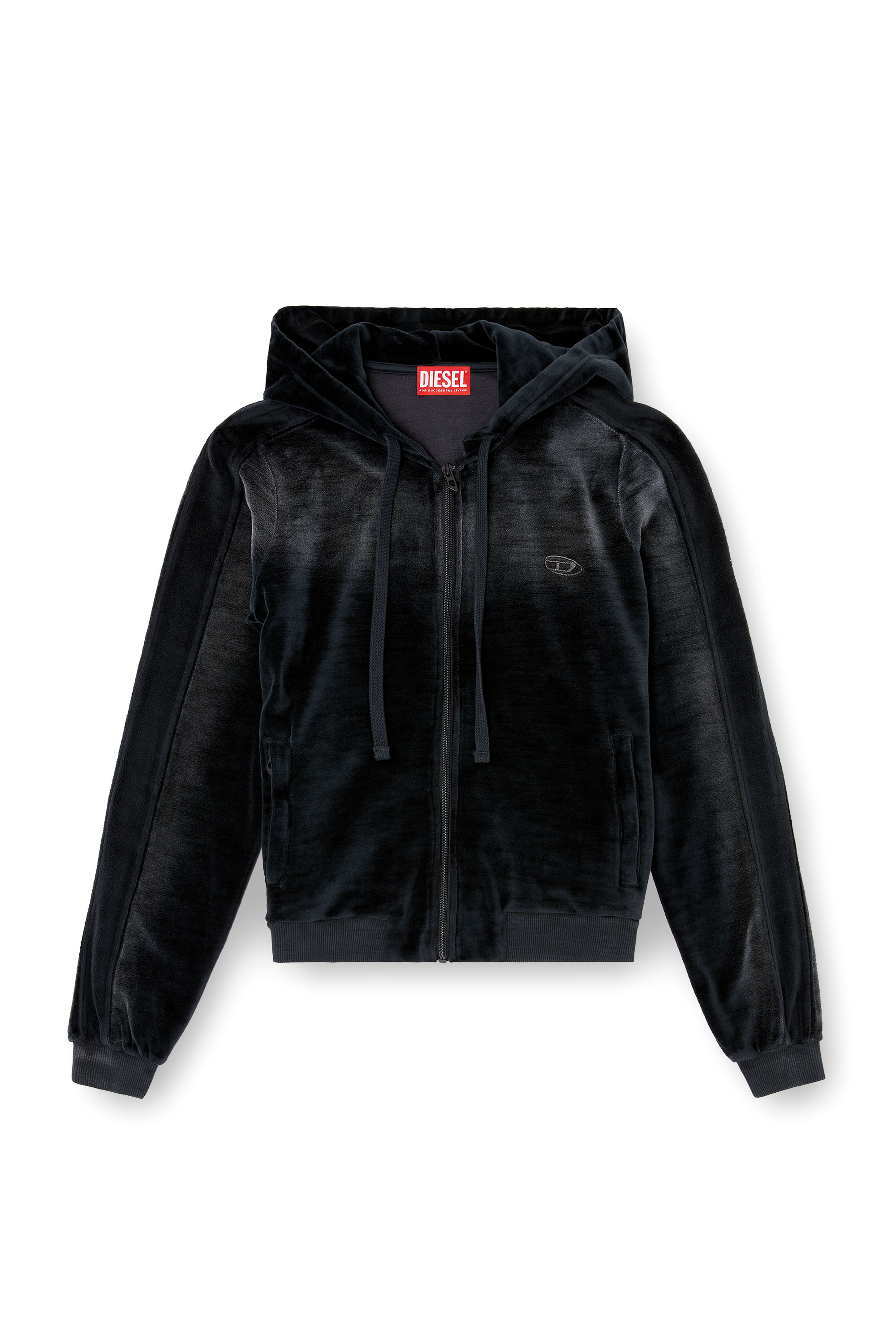 Diesel - F-ELY-Q1, Female's Zip-up hoodie in faded chenille in ブラック - 3