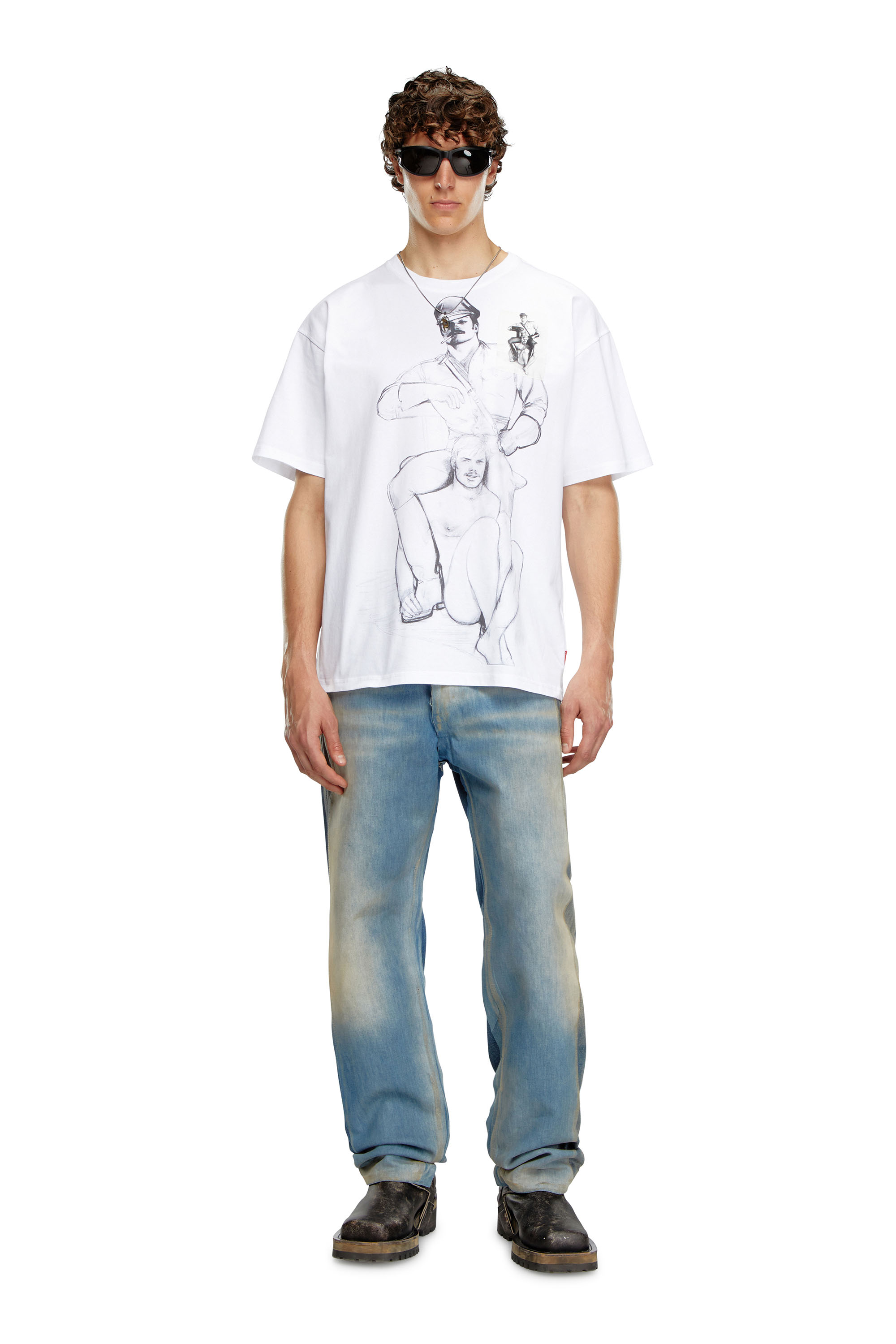 Diesel - PR-T-BOXT-TOF, Unisex T-shirt with prints and patches in ホワイト - Image 1