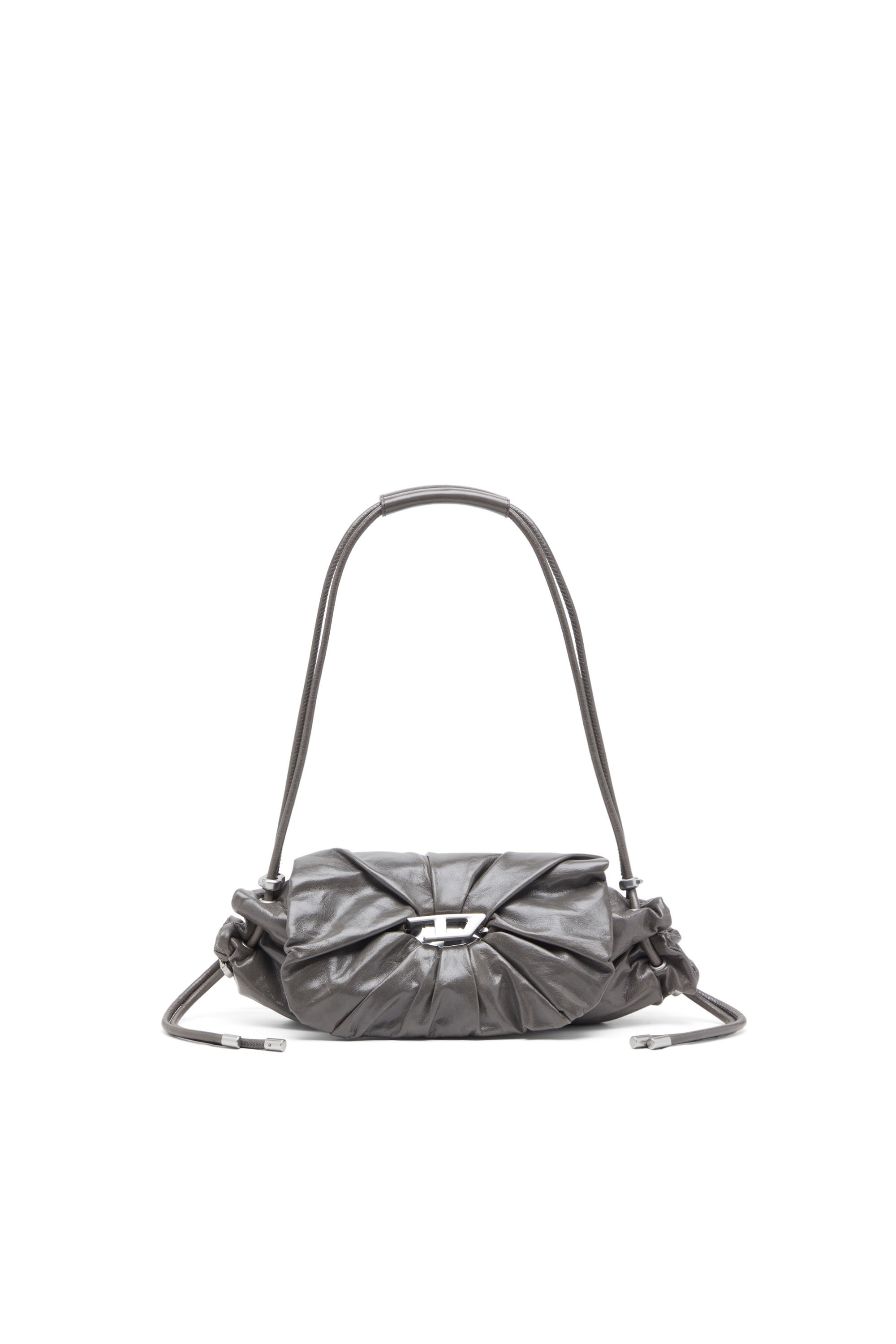 Diesel - SCRUNCH-D SHOULDER S, Female's Scrunch-D S-Shoulder bag in scrunched leather in グレー - 1