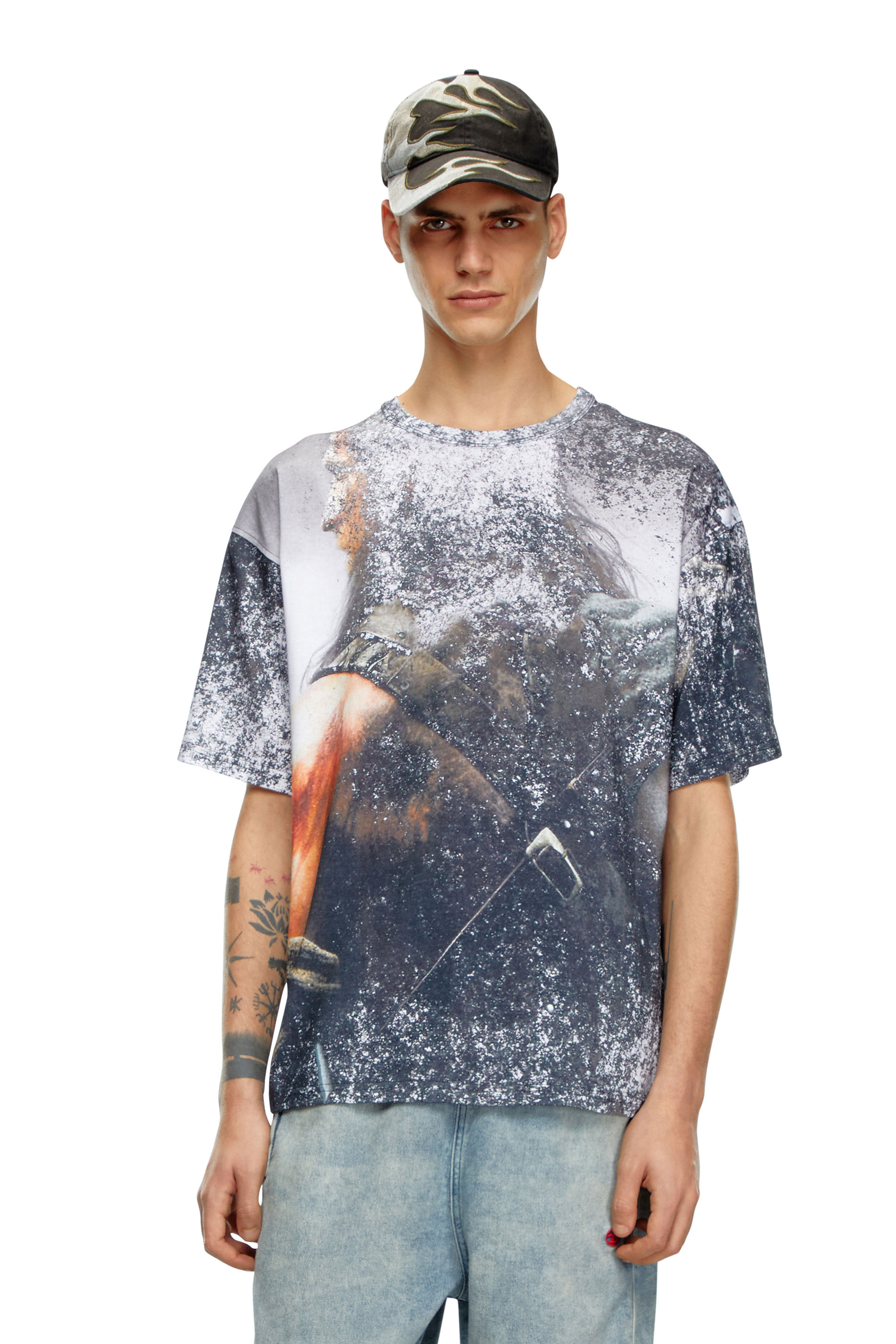 Diesel - T-BOXT-Q21, Male T-shirt with movie poster print in ブラック - Image 1