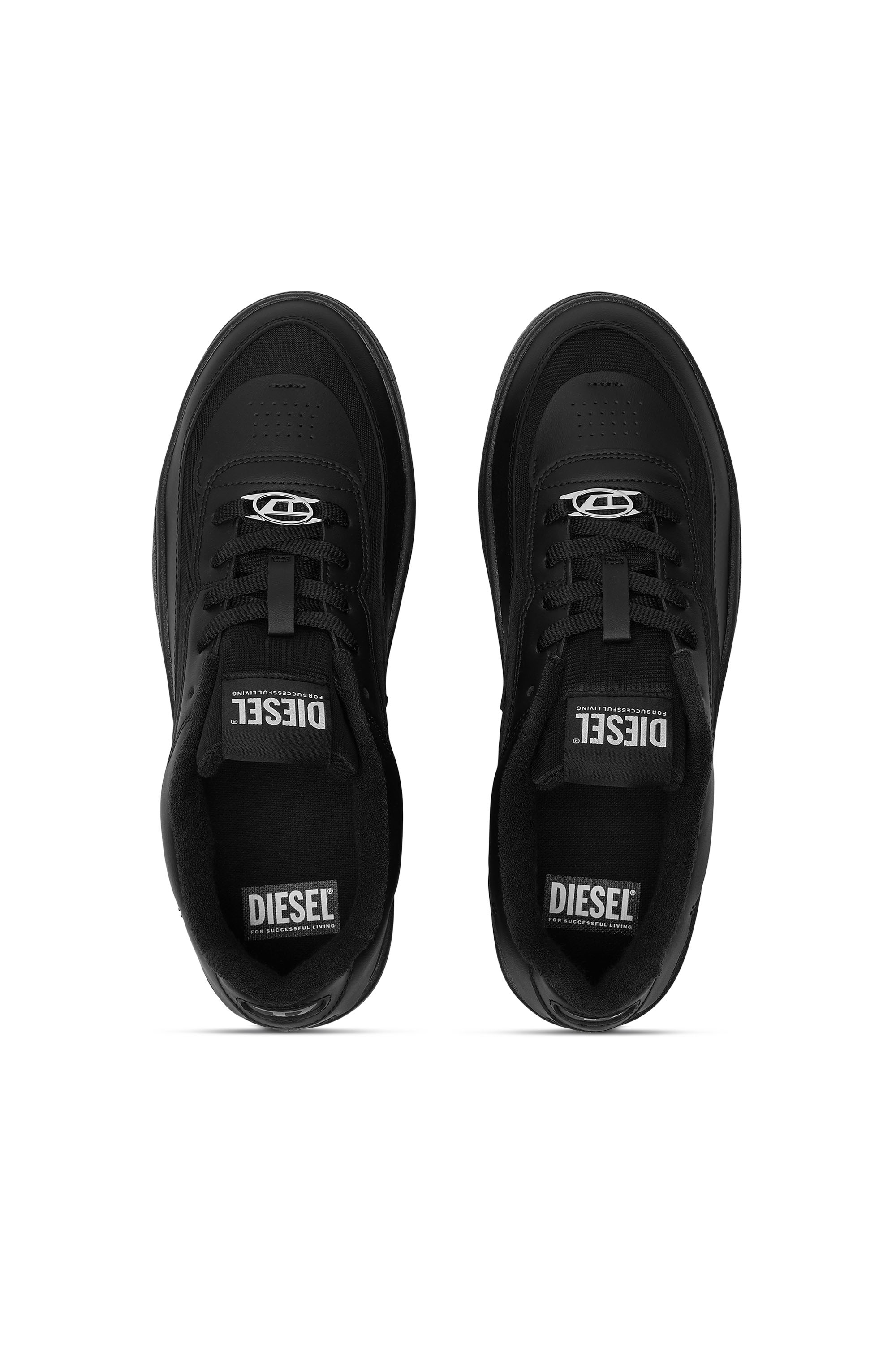 Diesel - S-OVAL SKATE LOW, Male's S-Oval Skate-Fabric-panelled leather sneakers in ブラック - 5