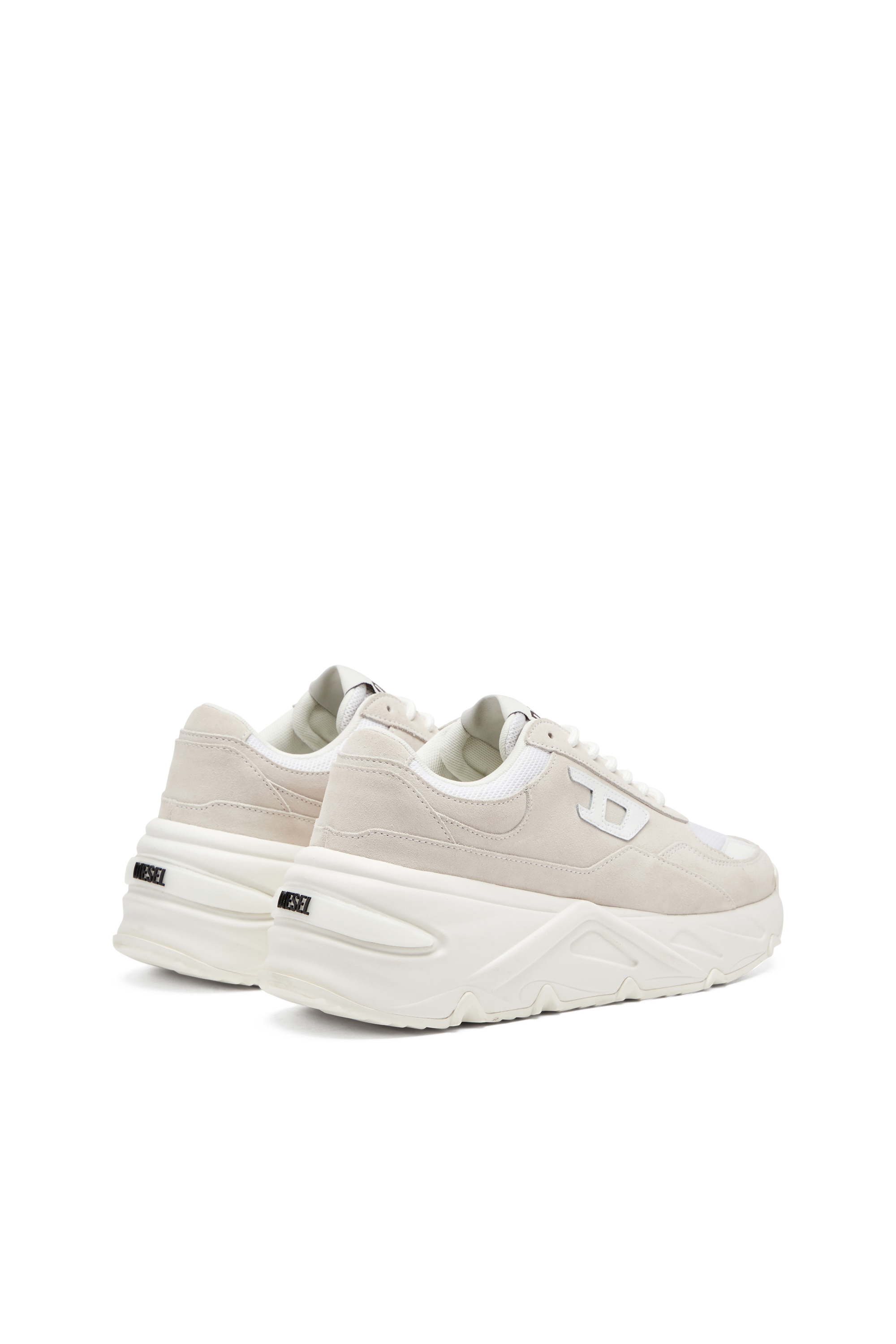 Diesel - S-SAVANNAH W, Female's Platform sneakers in suede and mesh in ホワイト - 3