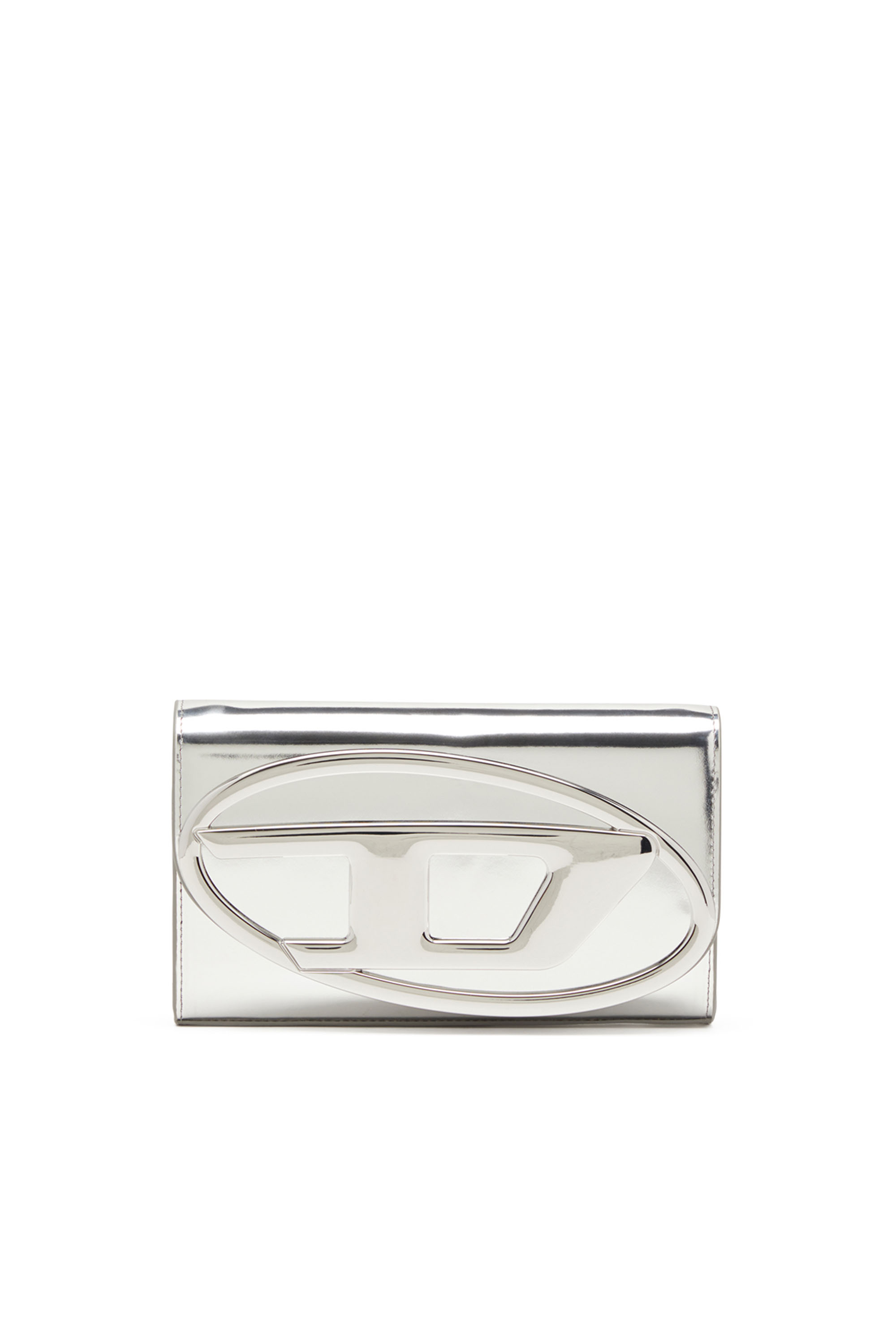Diesel - 1DR WALLET STRAP, Female Wallet bag in mirrored leather in シルバー - Image 1