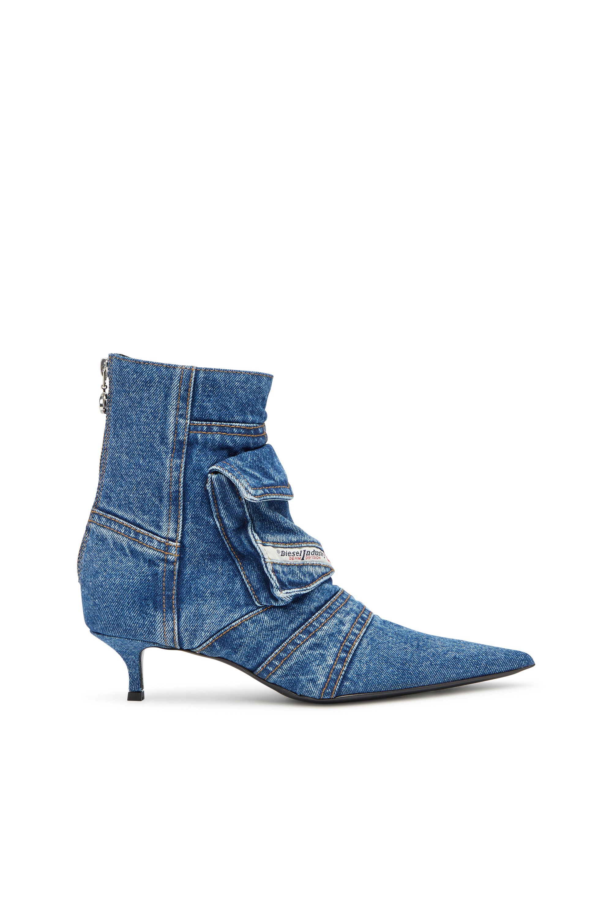 Diesel - D-VENUS POCKET LB, Female's D-Venus-Cargo ankle boots in washed denim in ブルー - 1