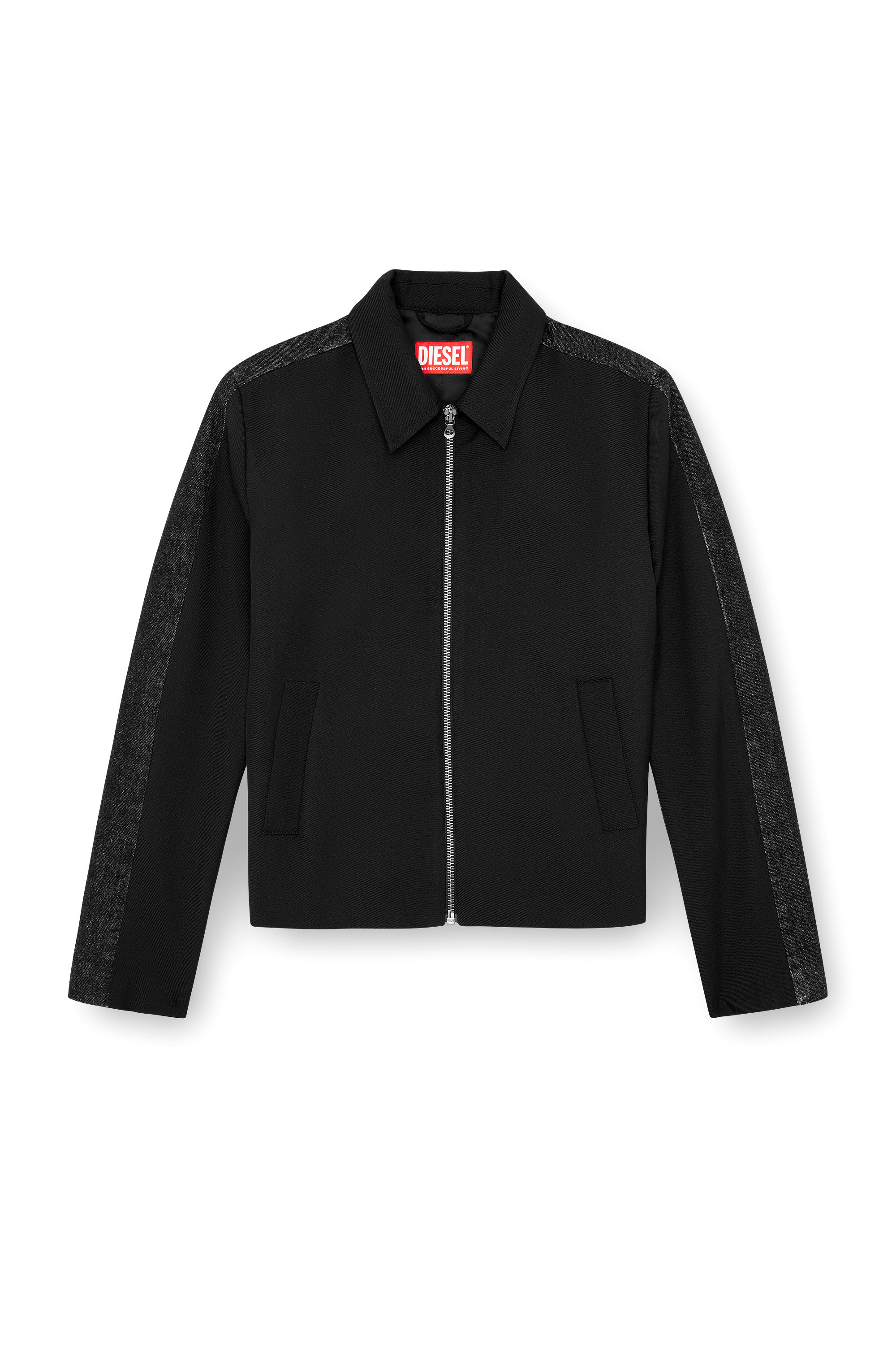 Diesel - J-RHEIN, Male Blouson jacket in wool blend and denim in ブラック - Image 3