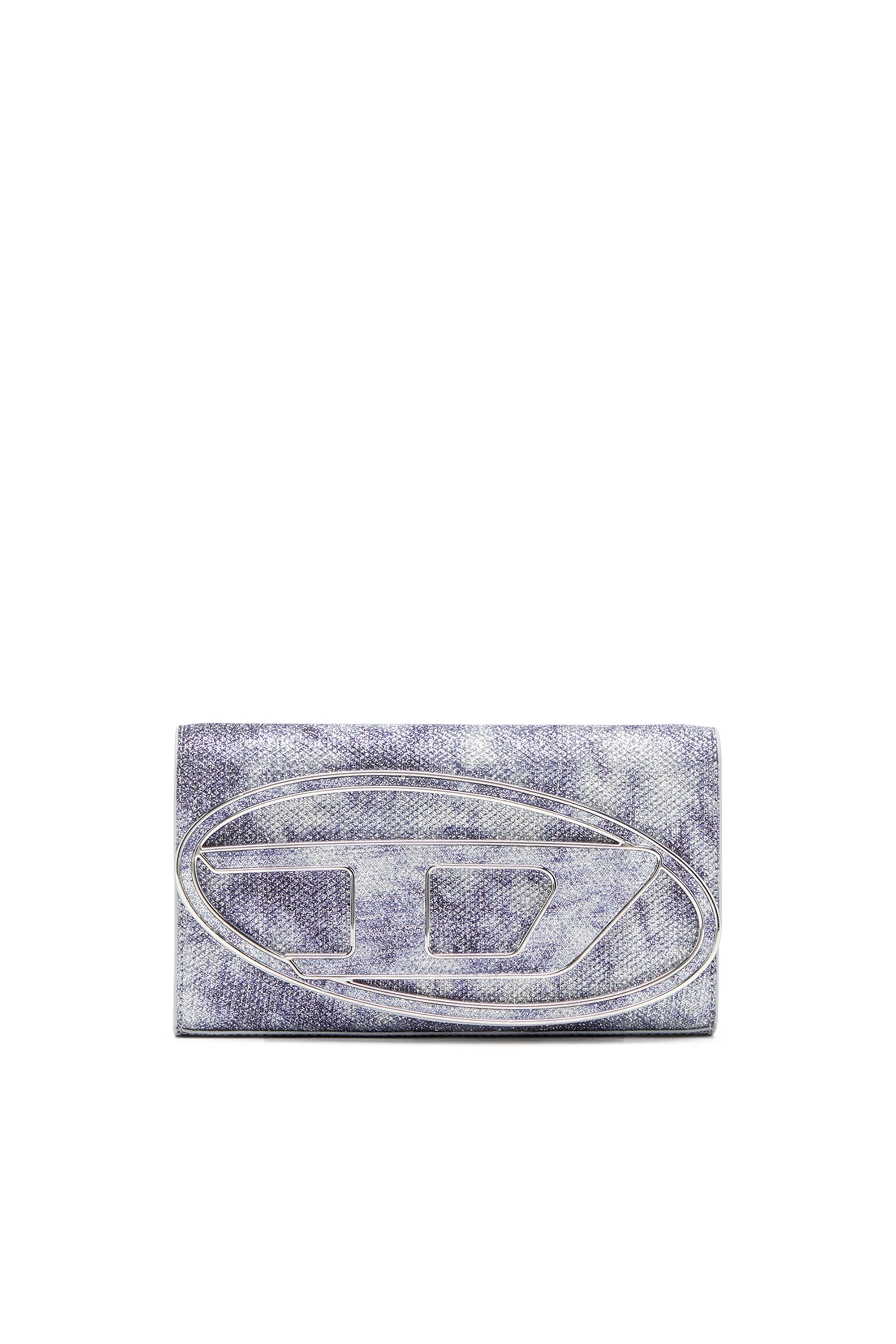 Diesel - 1DR WALLET STRAP, Female's Wallet purse in shimmer fabric in ブルー - 2