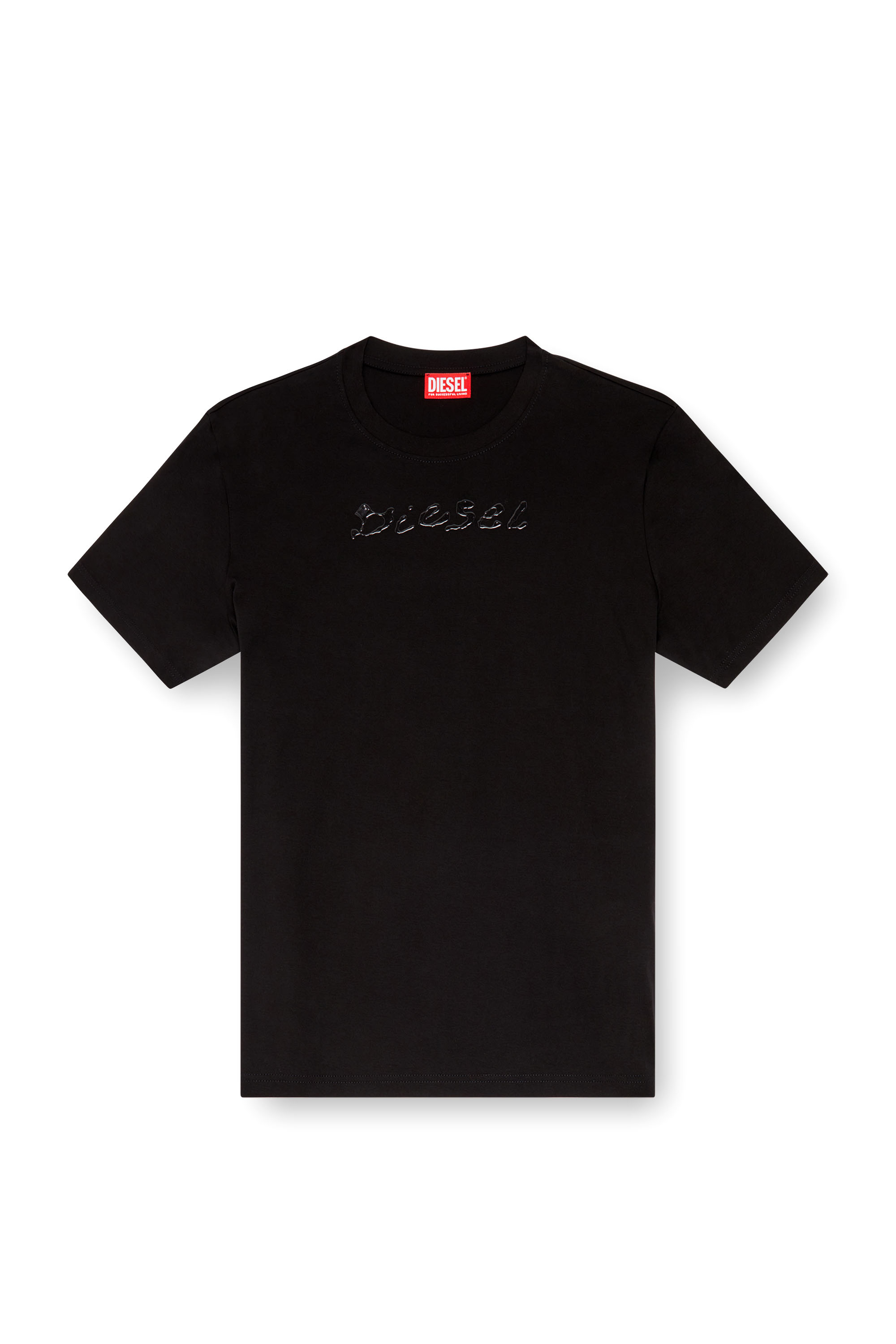 Diesel - T-MADJUST-K2, Male's Mercerised cotton T-shirt with tonal logo in ブラック - 3