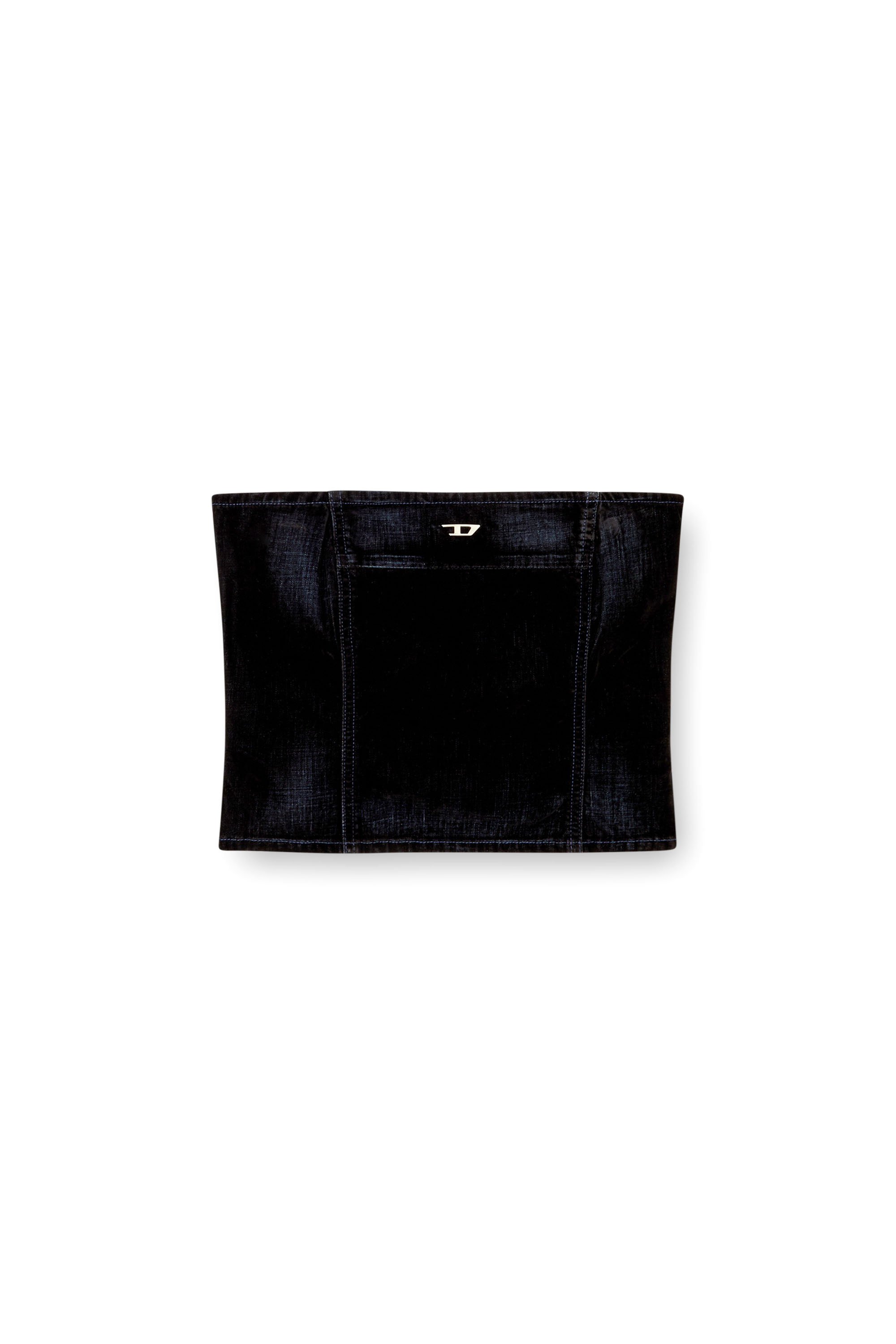 Diesel - DE-VILLE, Female's Tube top in velvety denim in ダークブルー - 3