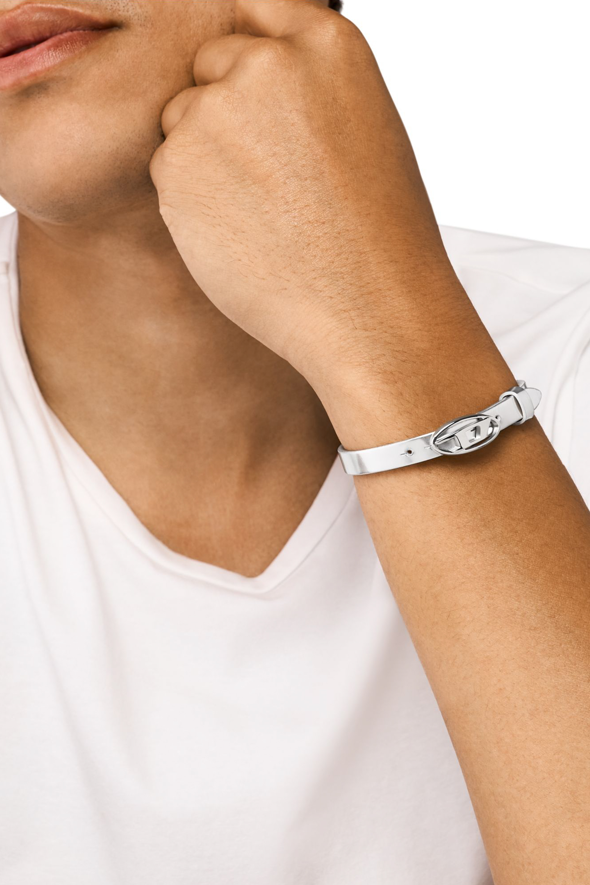 Diesel - DX1518040, Unisex's Silver Leather Stackable Bracelet in シルバー - 3