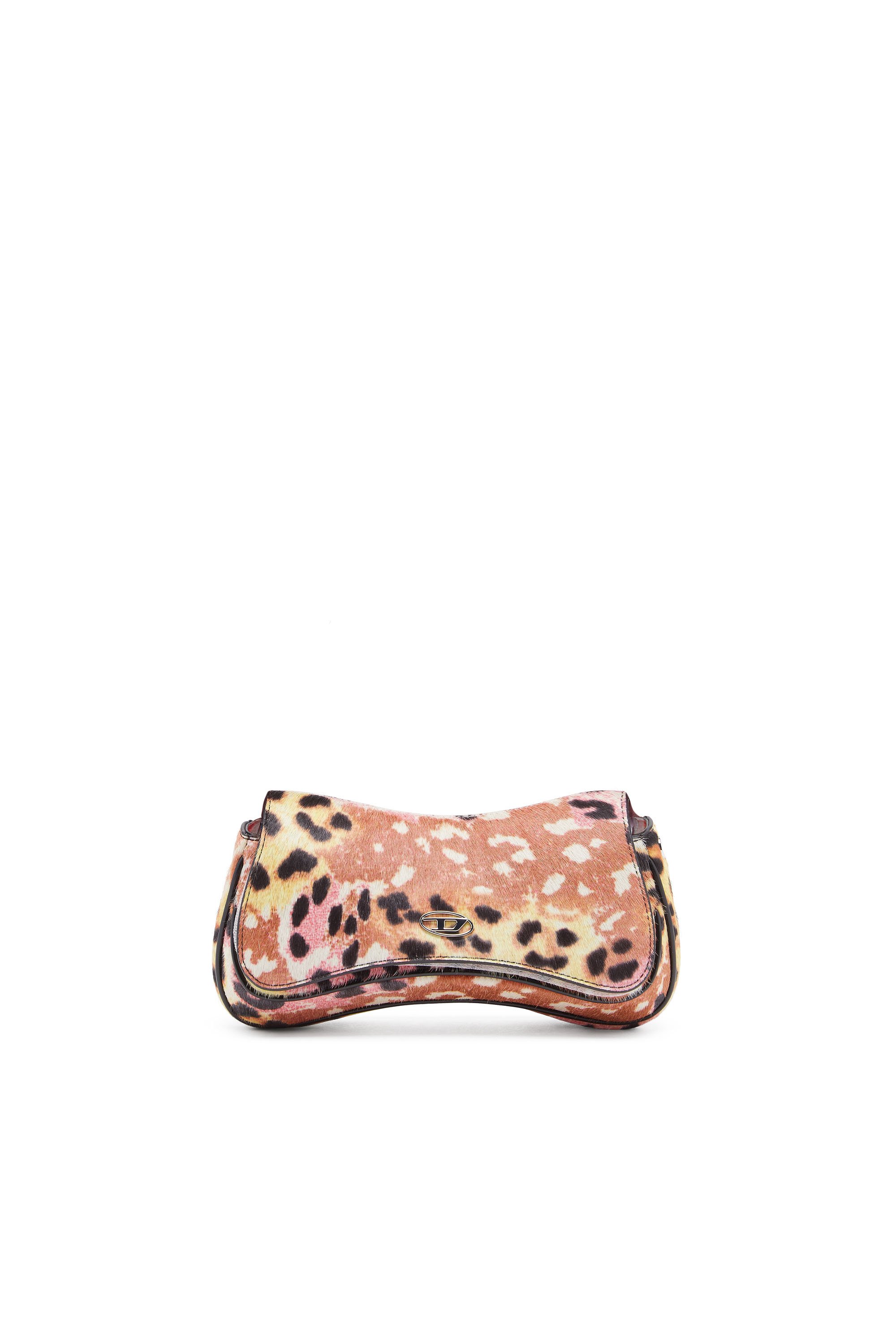 Diesel - PLAY CLUTCH, Female's Play-Clutch in leopard-print calf hair in ブラウン - 1