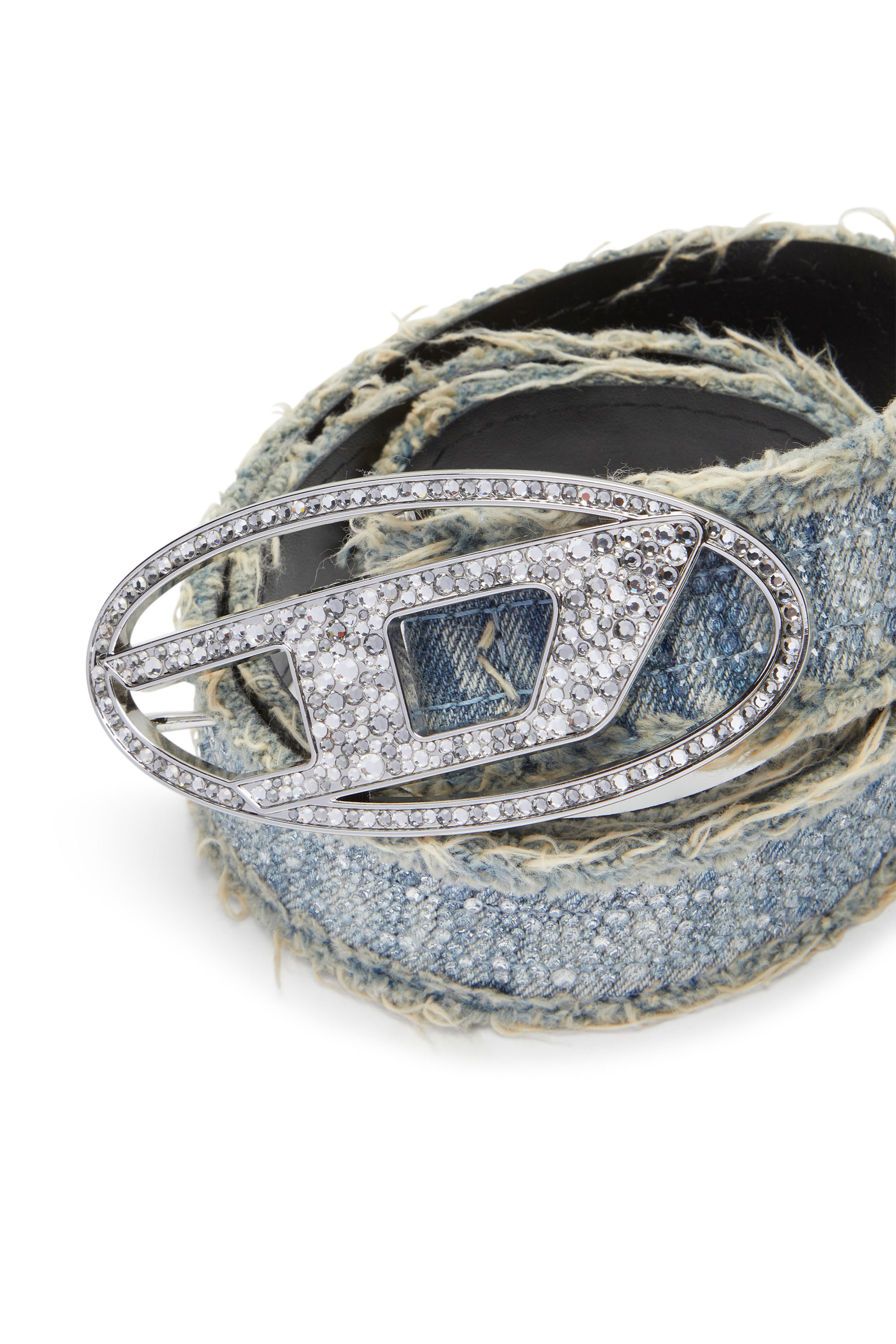 Diesel - B-1DR STRASS, Female Leather-backed denim belt with crystals in ブルー - Image 3