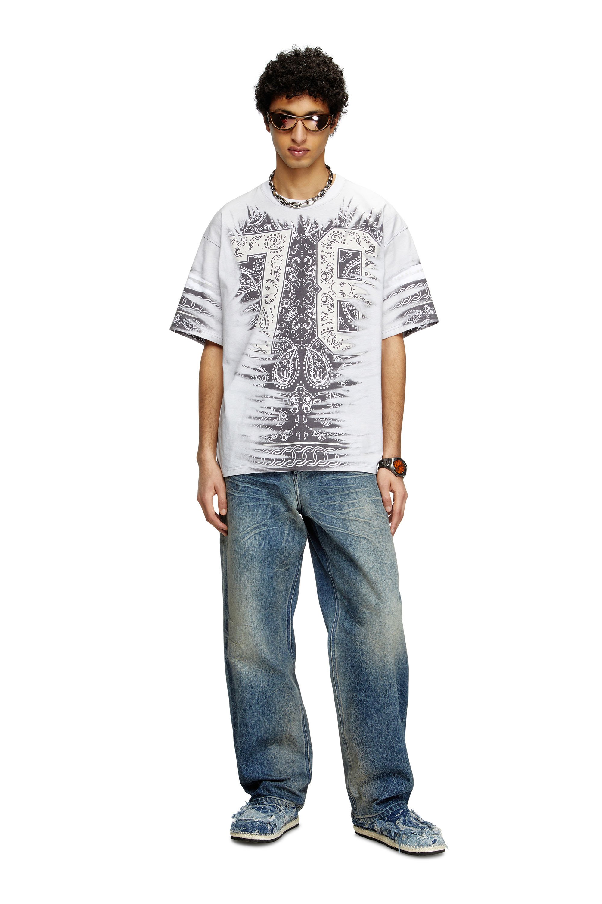 Diesel - T-BOXT-78-R1, Male's T-shirt with 78 bandana print in ホワイト - 2