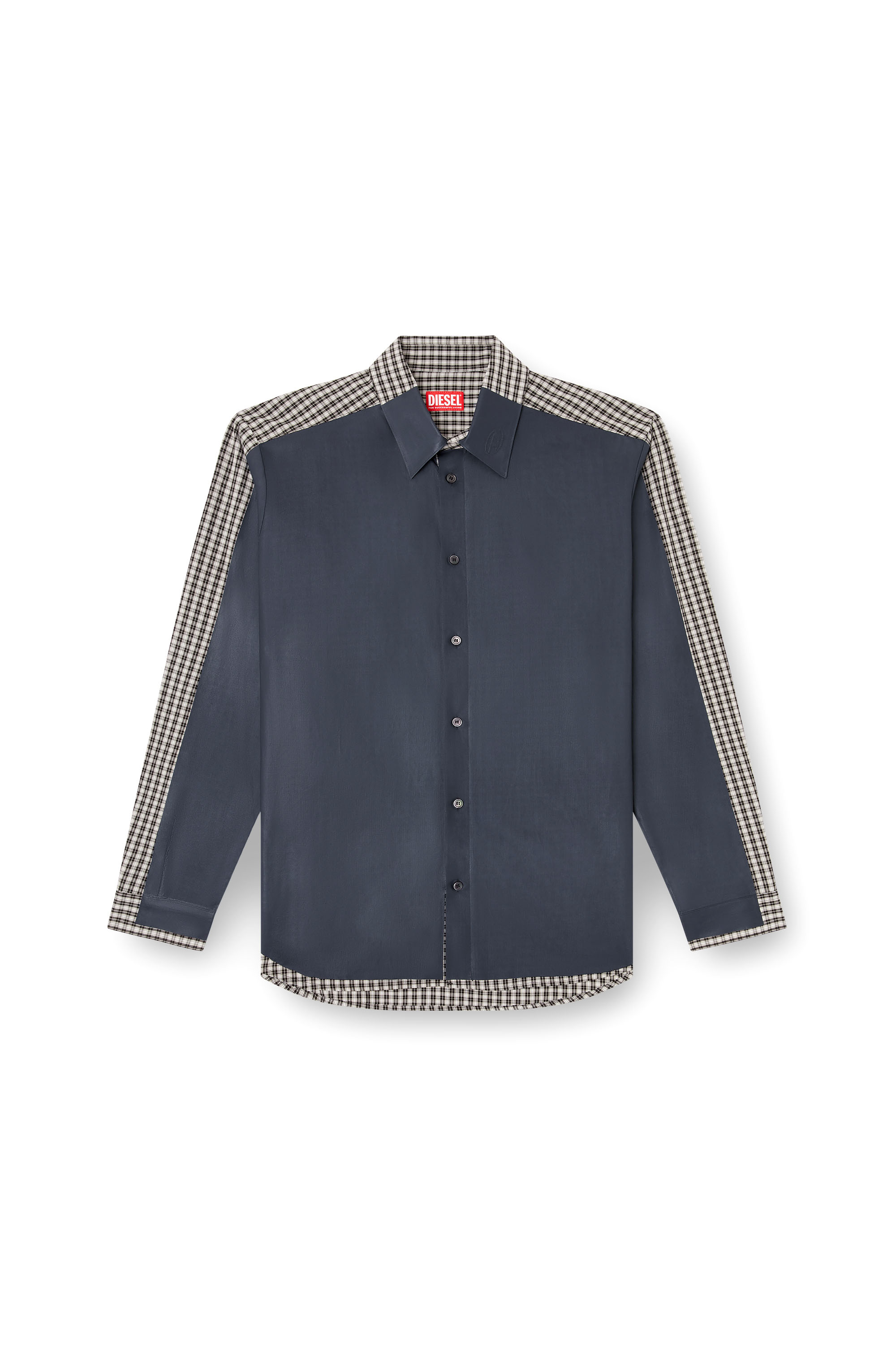 Diesel - S-BOLT, Male's Check shirt with coated front in ブラック/ホワイト - 3