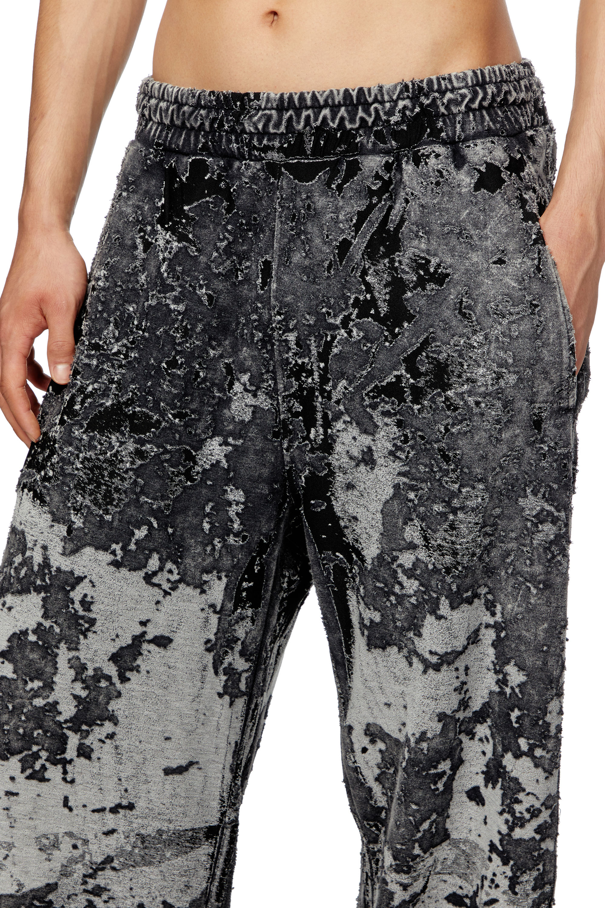 Diesel - P-MARTIS-SHOW, Male's Burnout track pants with camo effect in ブラック - 4