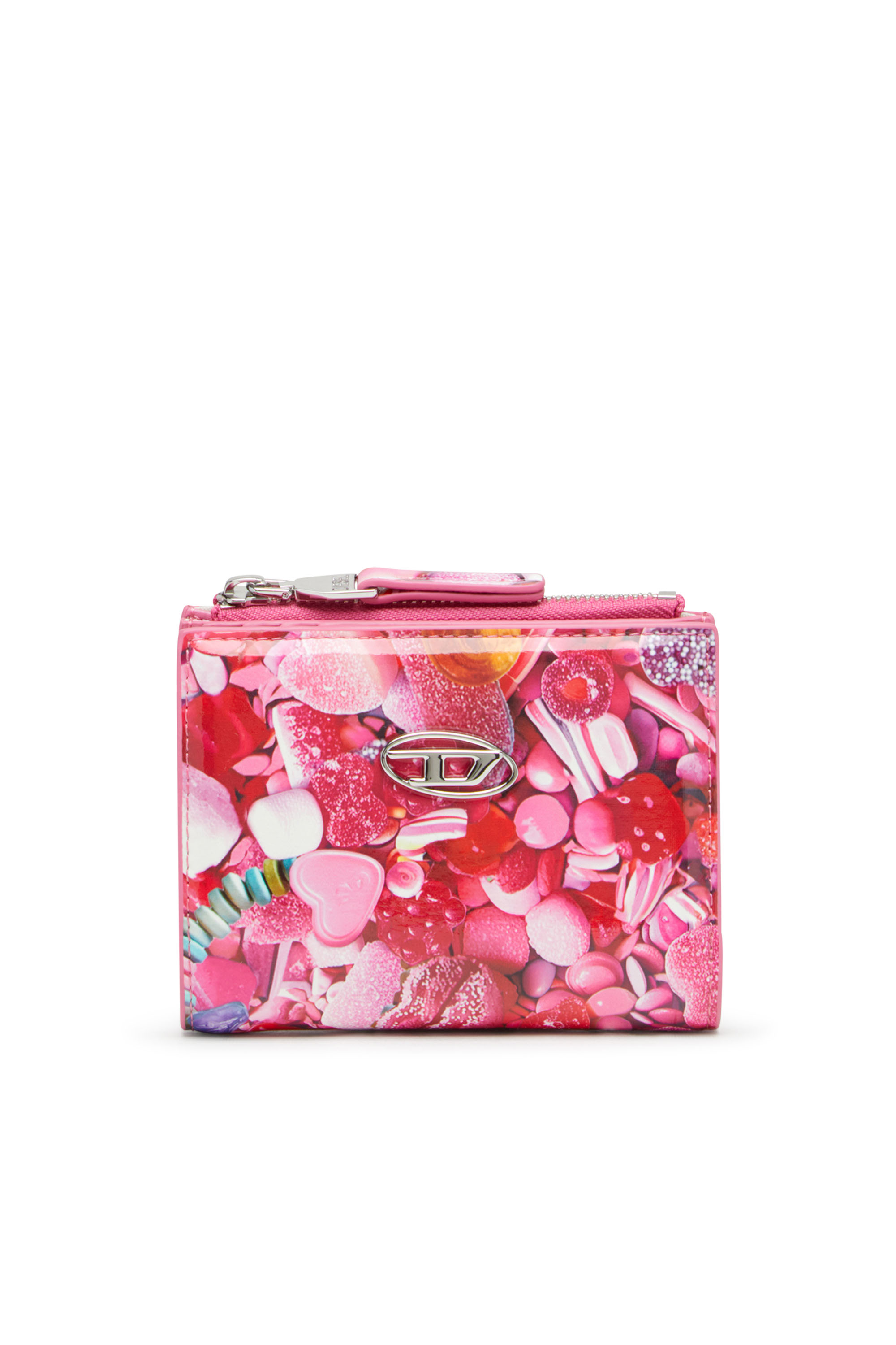 Diesel - PLAY BI-FOLD ZIP II, Female's Small wallet in printed glossy PU in ピンク / ホワイト - 1