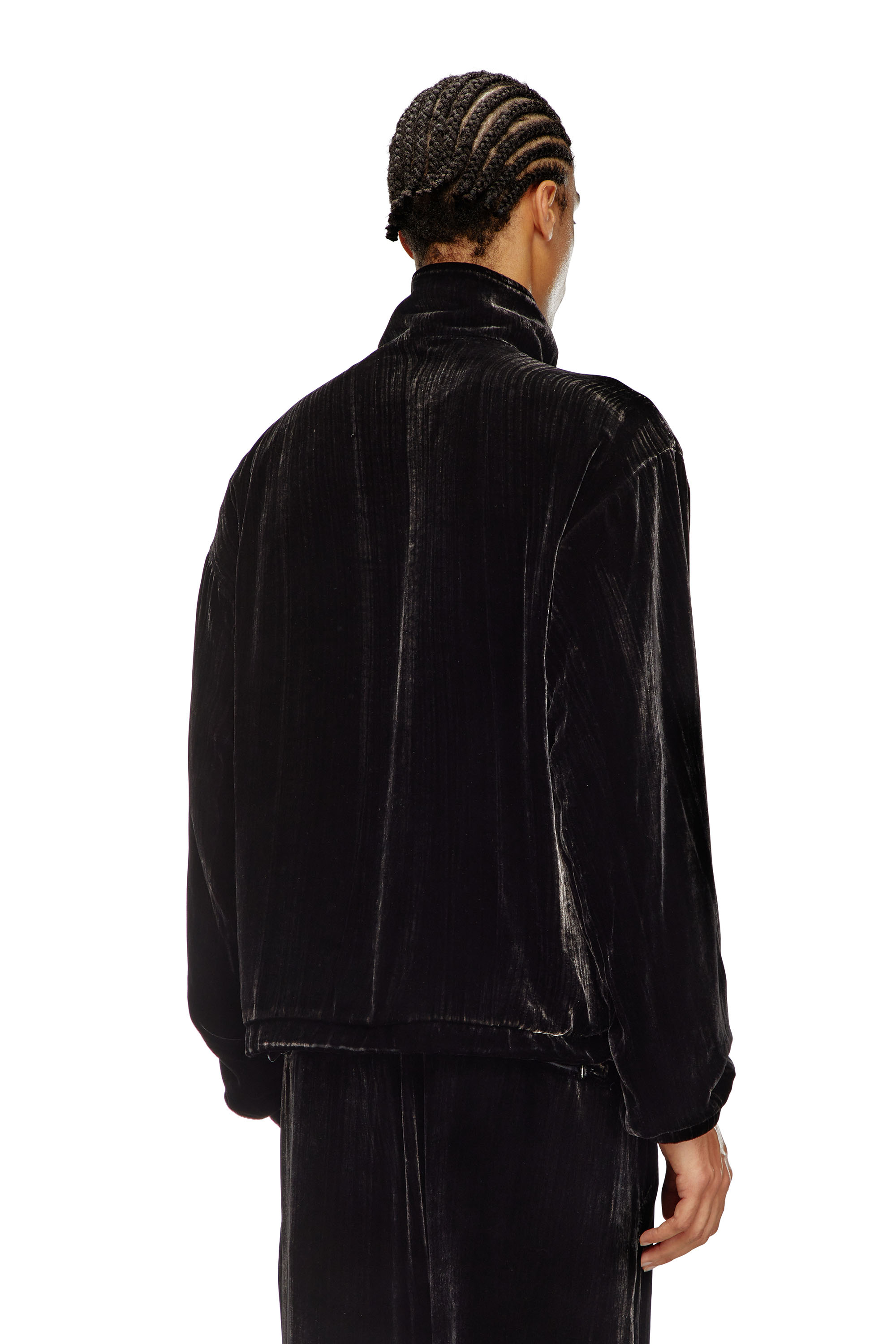 Diesel - J-SALFORD, Male Treated silk-blend velvet jacket in ブラック - Image 4