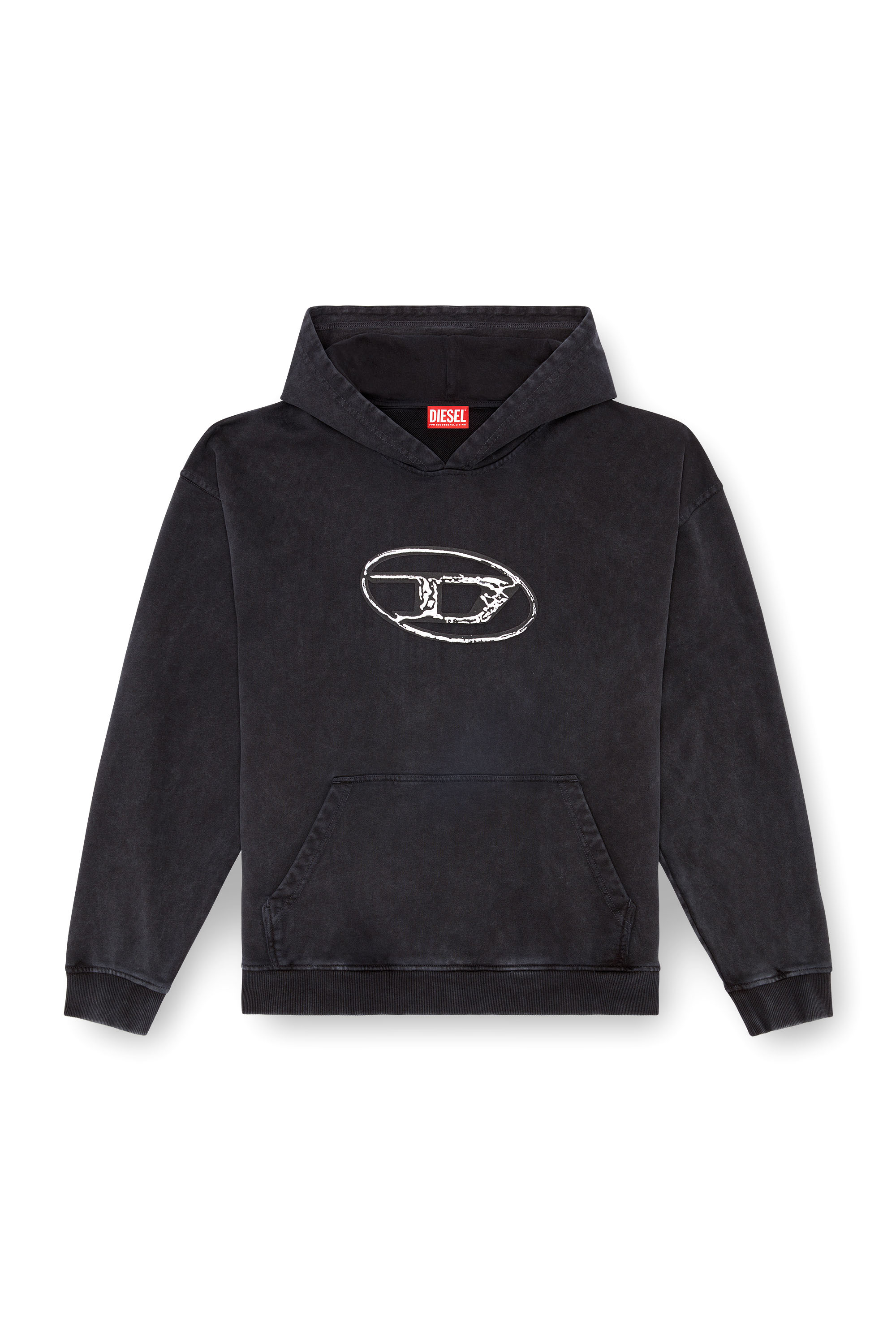 Diesel - S-BOXT-HOOD-Q7, Male's Hoodie with multi-layered logo print in ブラック - 3