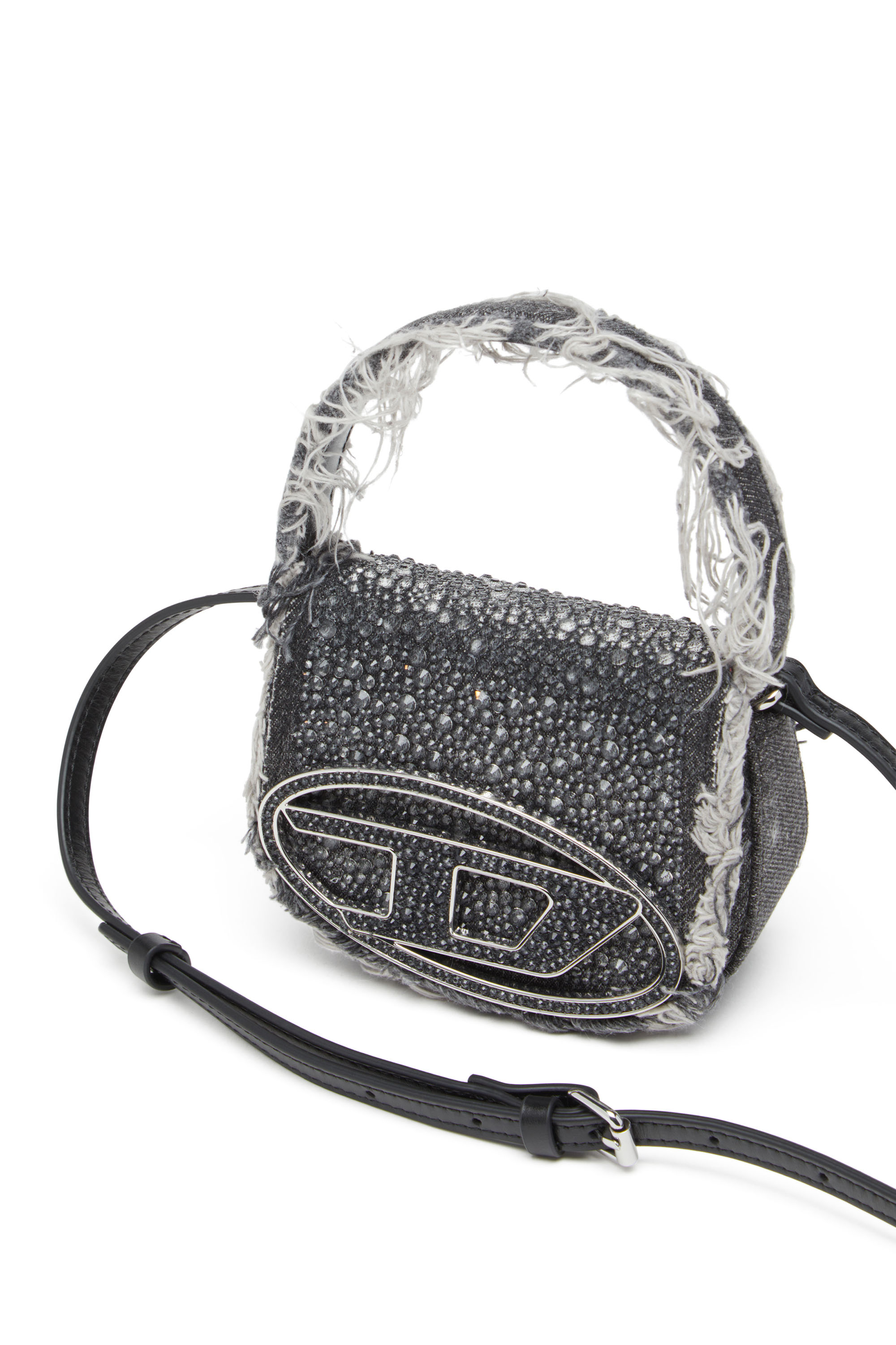 Diesel - 1DR XS, Female's 1DR XS-Iconic mini bag in denim and crystals in ブラック - 5