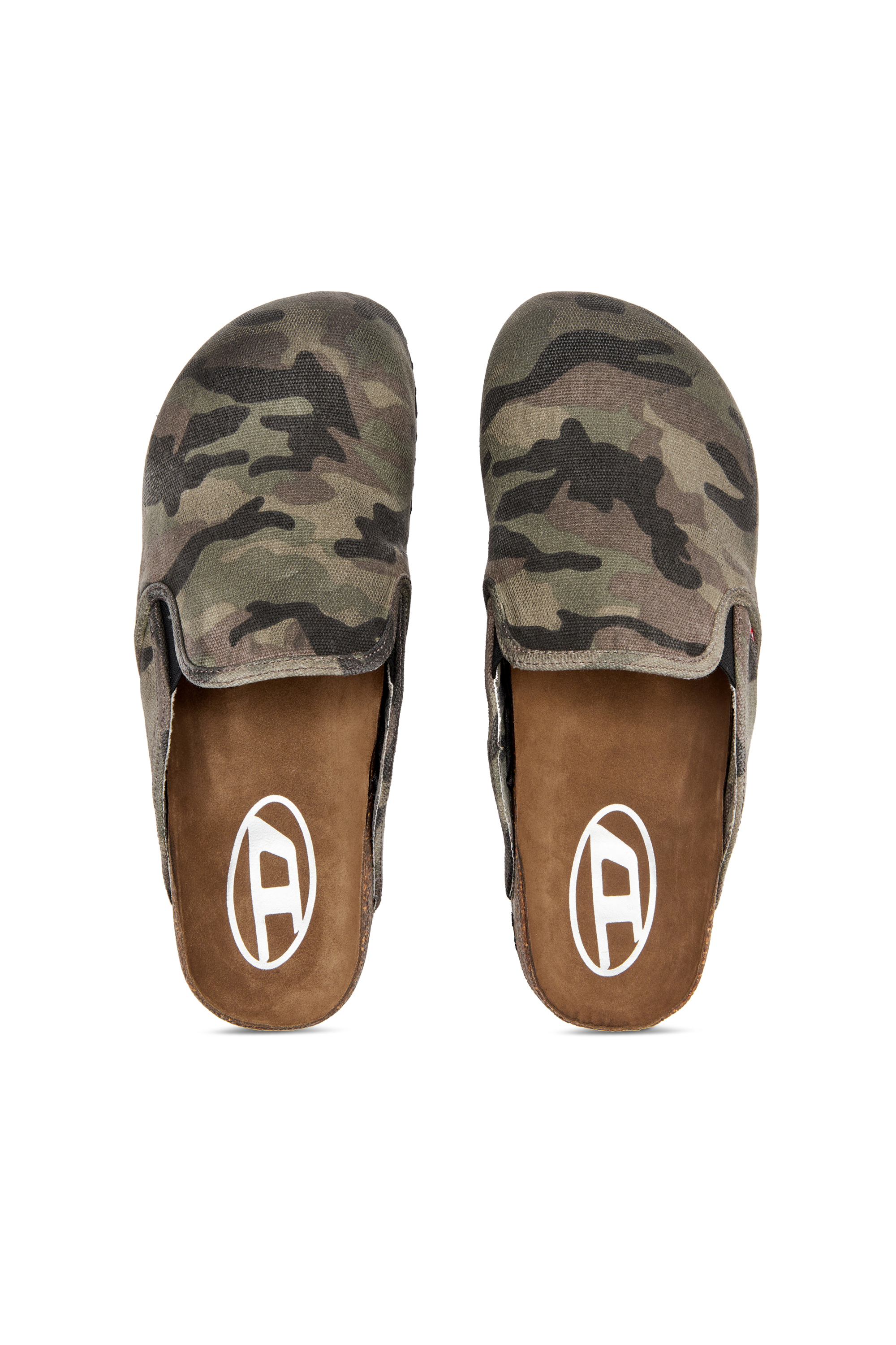 Diesel - D-WOODSTOCK SLIP-ON, Male's Camo-canvas mules in ミリタリーグリーン - 5