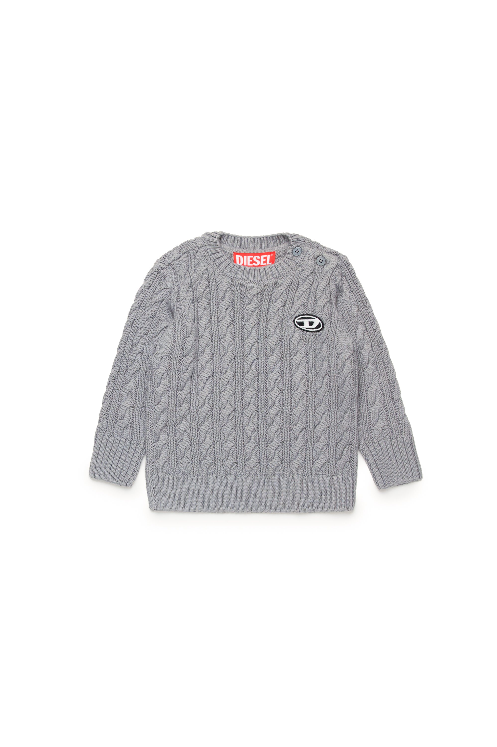 Diesel - KBAMBYB, Unisex's Cotton jumper with Oval D patch in グレー - 1