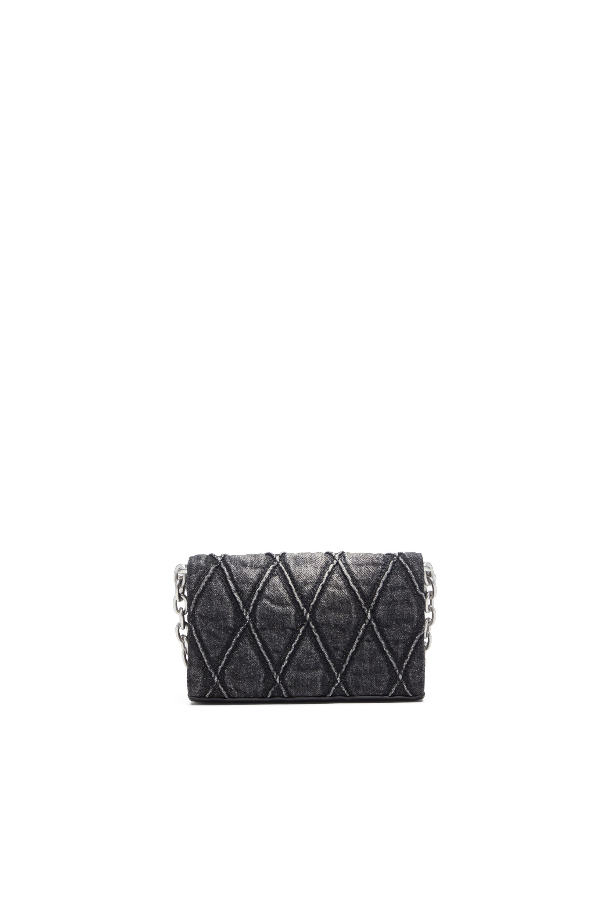 Diesel - CHARM-D WALLET STRAP, Female's Wallet purse in argyle quilted denim in ブラック - 2