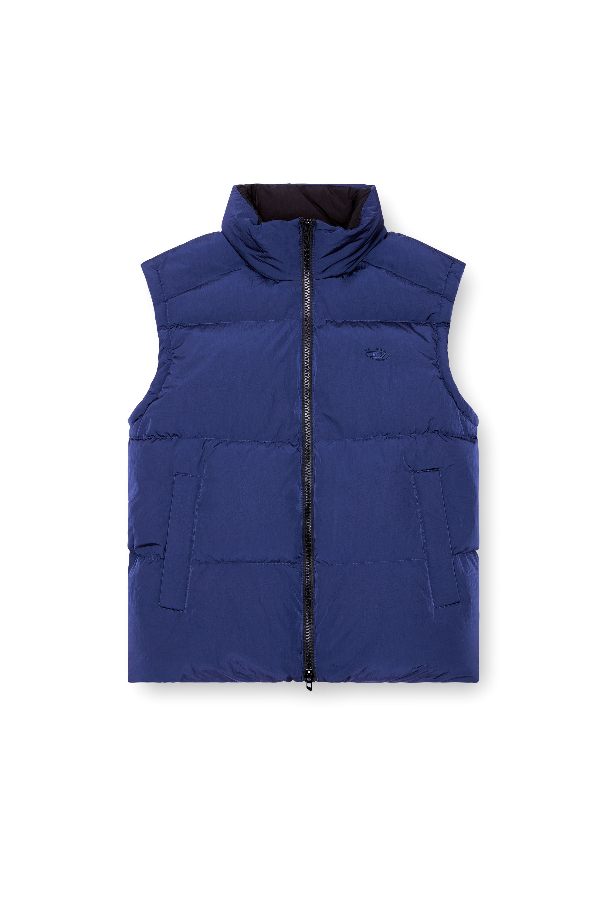 Diesel - W-RAVEEL-SL, Male's Down vest in crinkled nylon in ブルー - 3