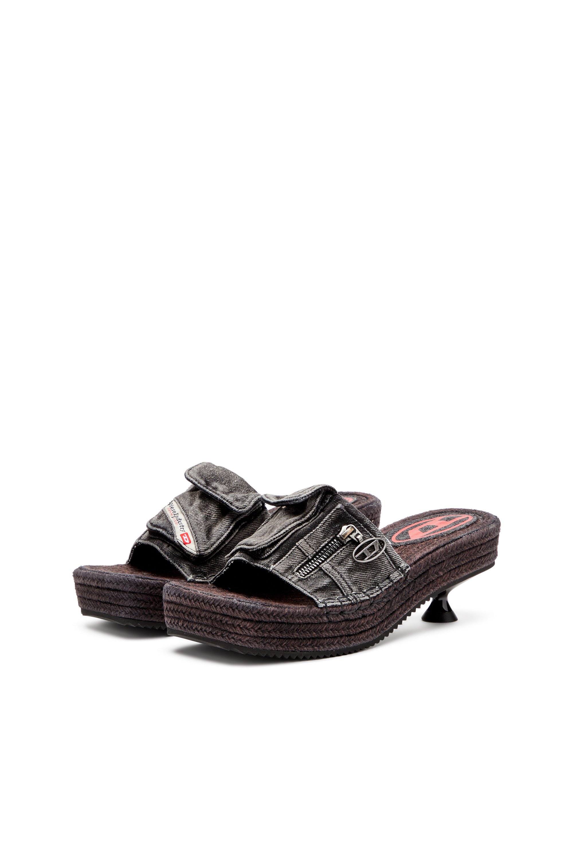 Diesel - D-IBIZA 40 PCK, Female's D-Ibiza-Heeled platform espadrilles in denim in ブラック - 8