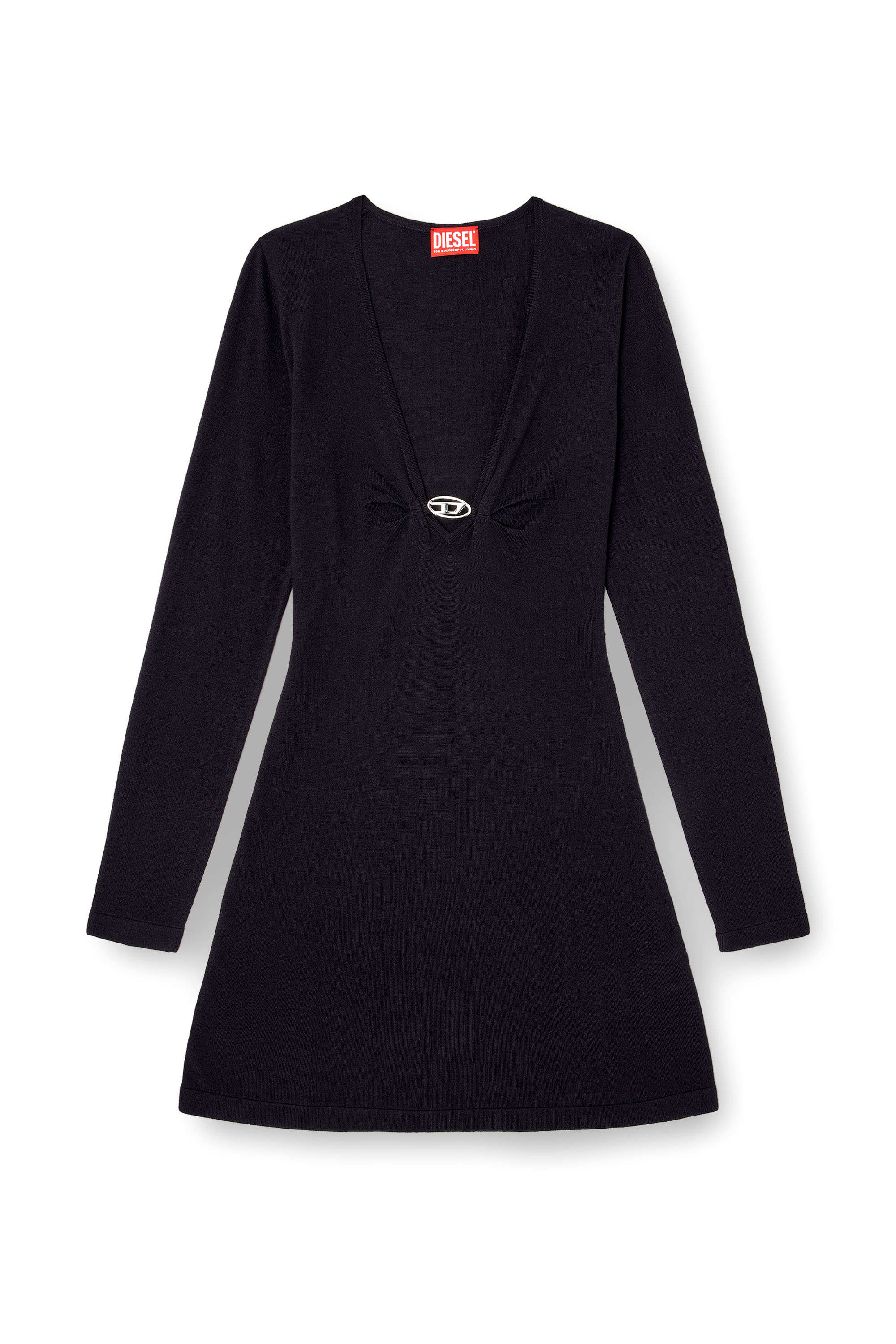 Diesel - M-PLACKY, Female's Long sleeved knitted dress in ダークブルー - 3