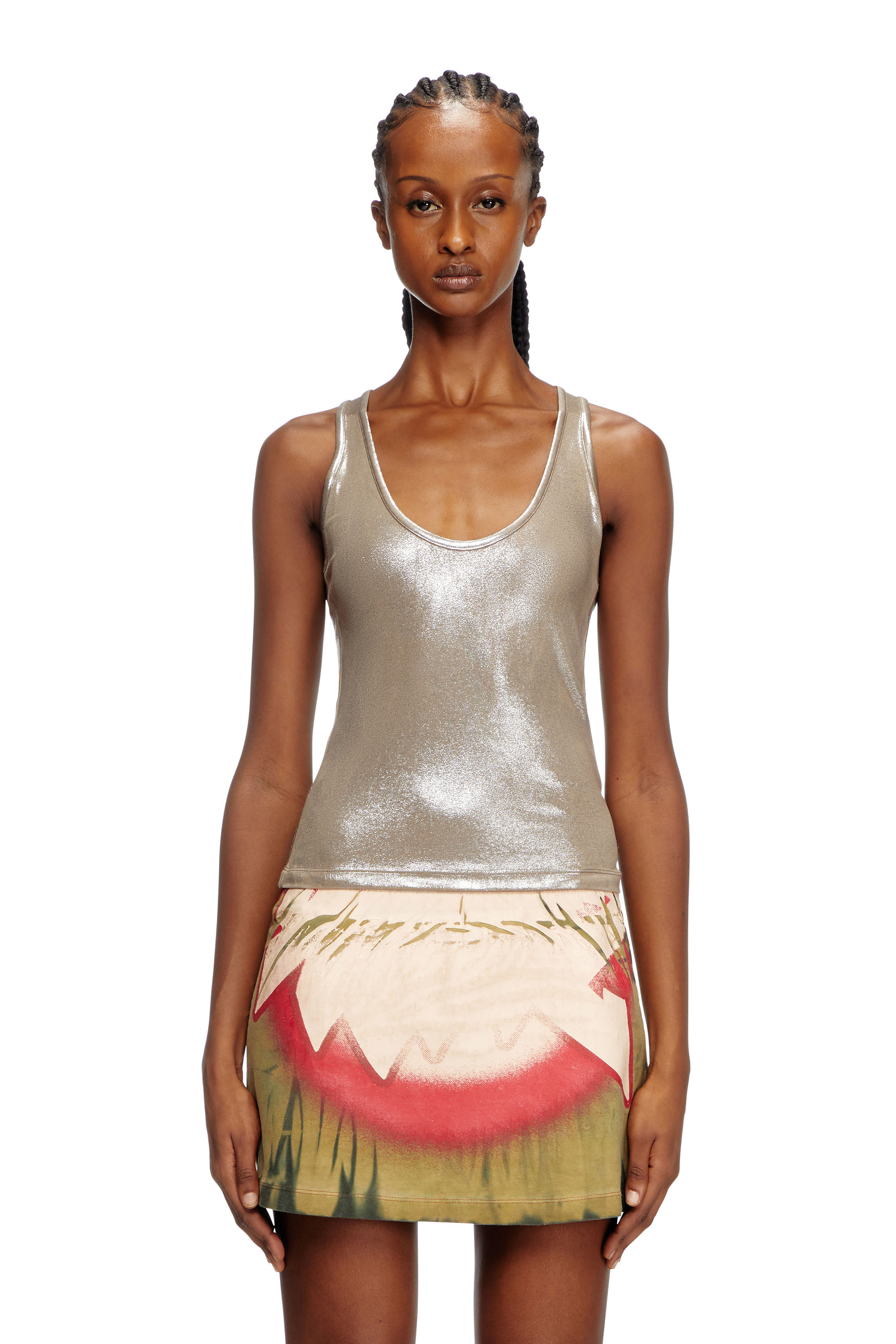 Diesel - T-AMA, Female's Metallic tank top in ベージュ - 1