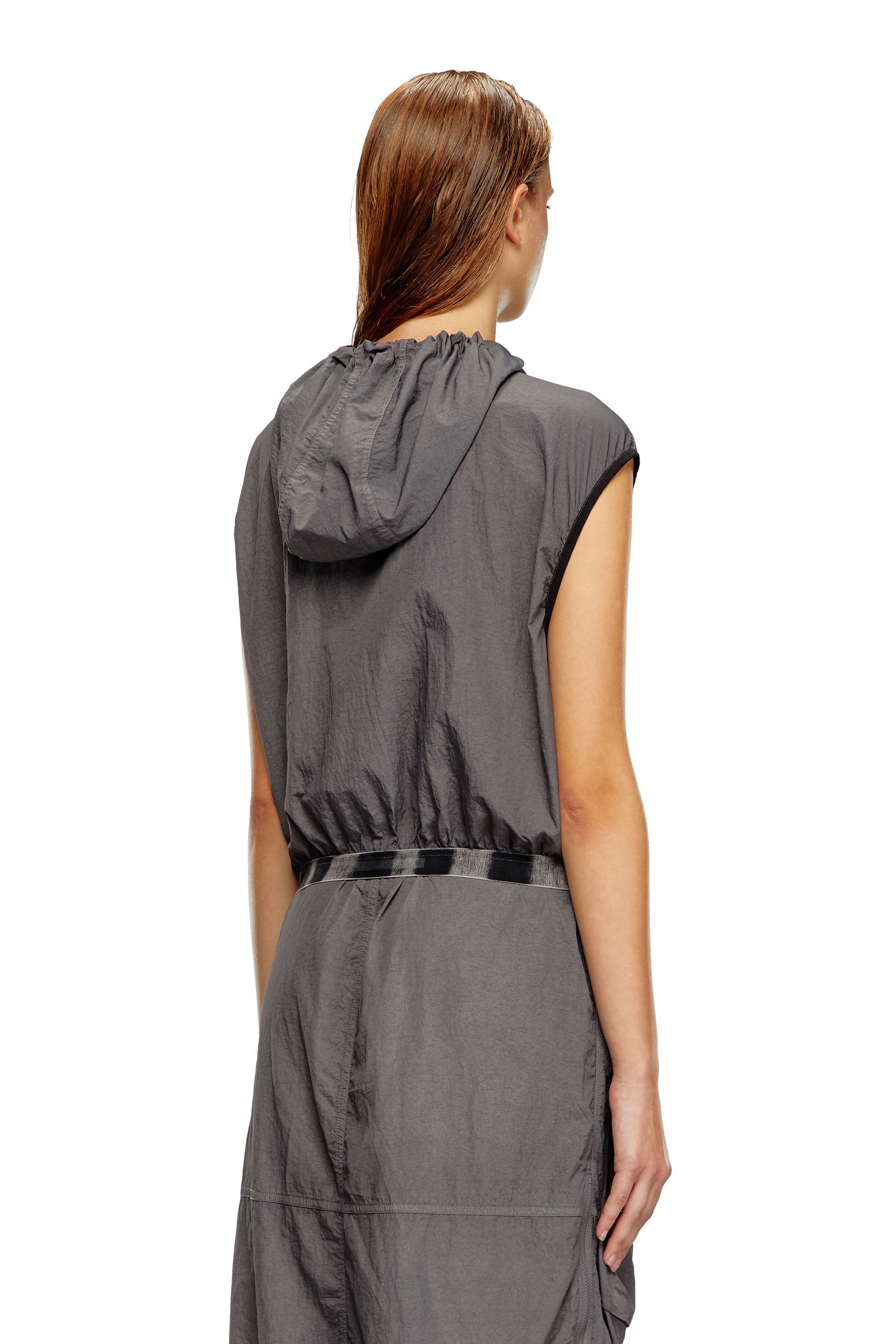 Diesel - G-RANT, Female Hooded vest in recycled nylon in グレー - Image 4