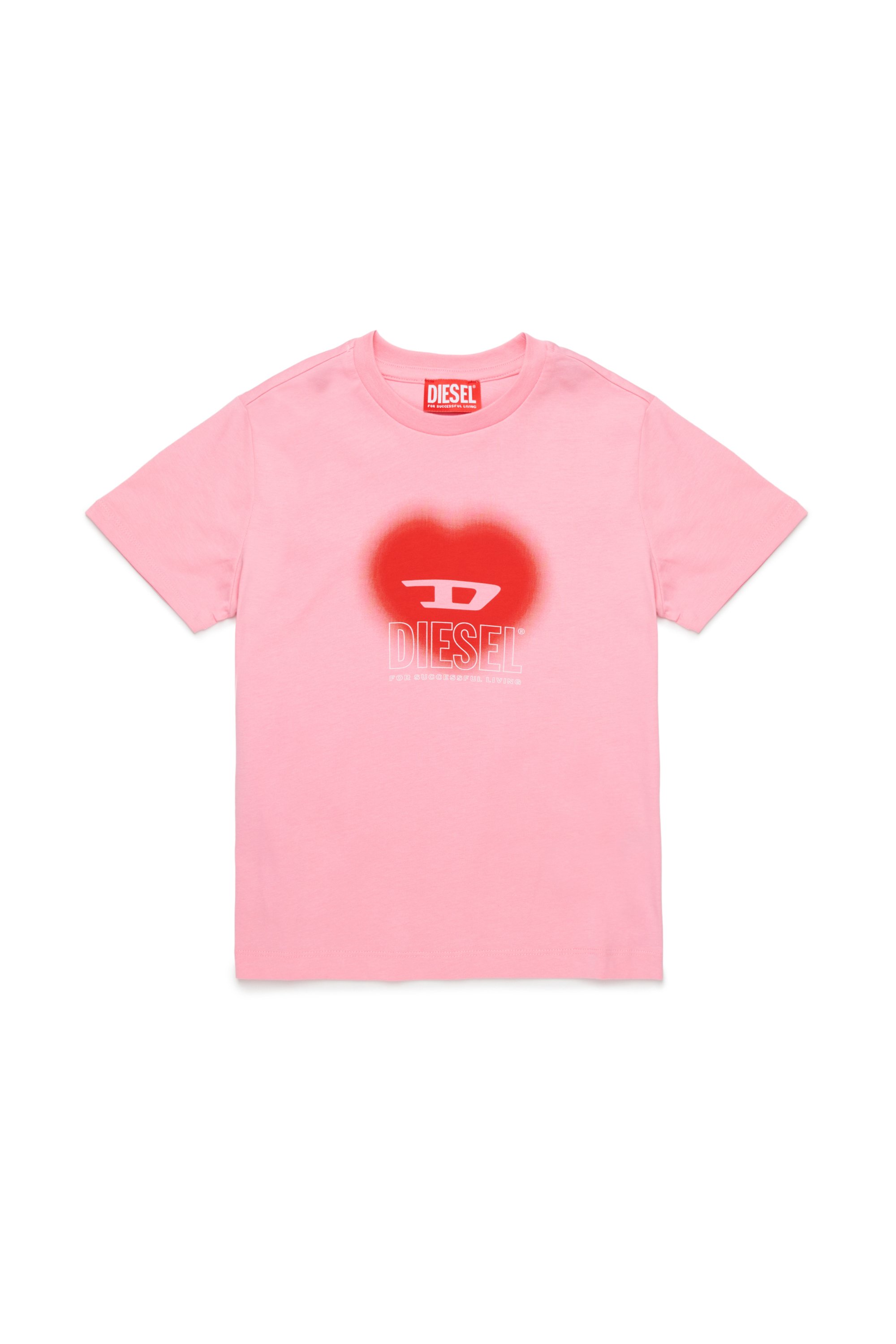 Diesel - TCUORE, Female's T-shirt with heart logo in ピンク / ホワイト - 1