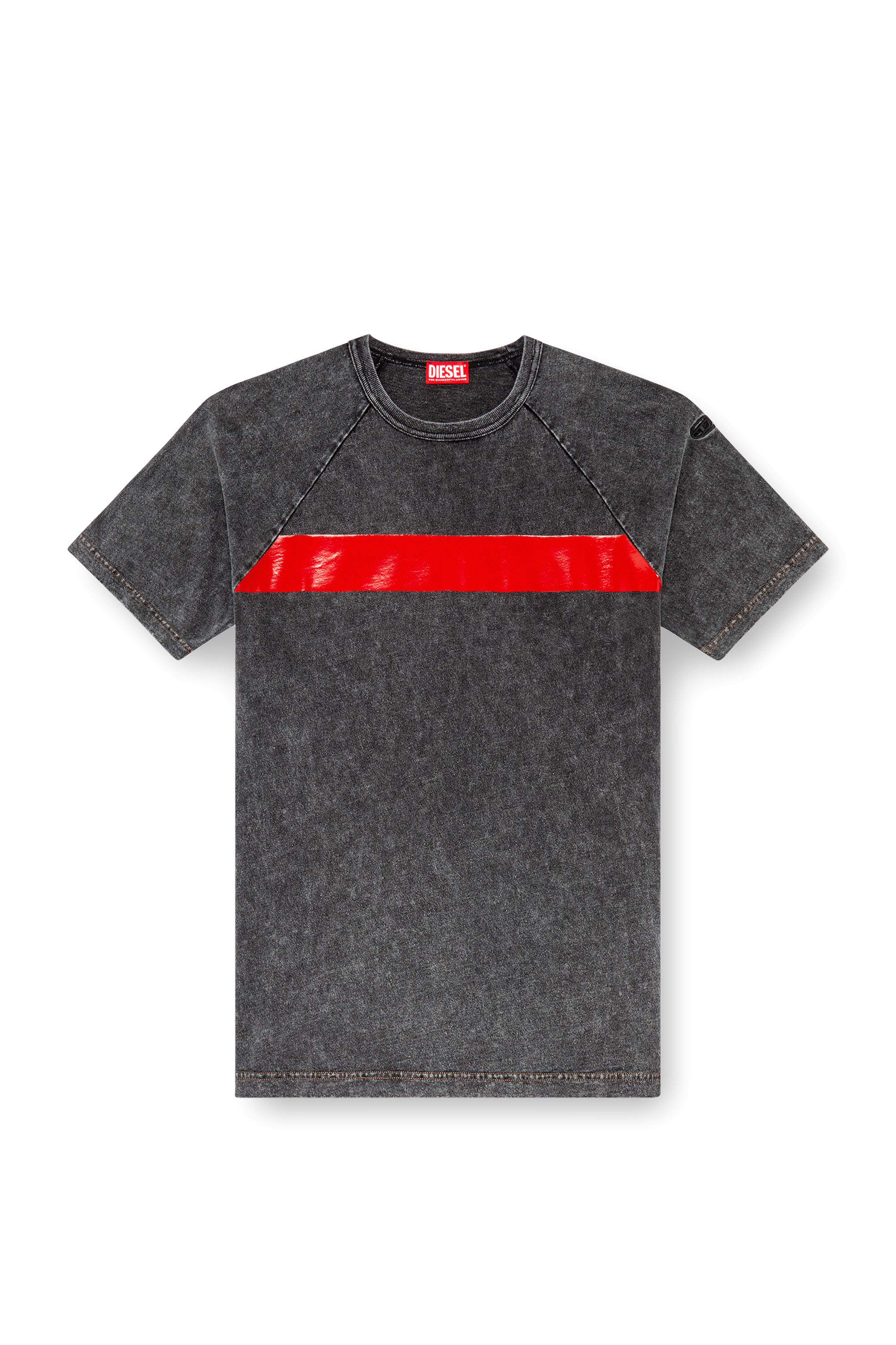 Diesel - T-RADJUST-Q1, Male Marble-effect T-shirt with glossy band in ブラック - Image 3