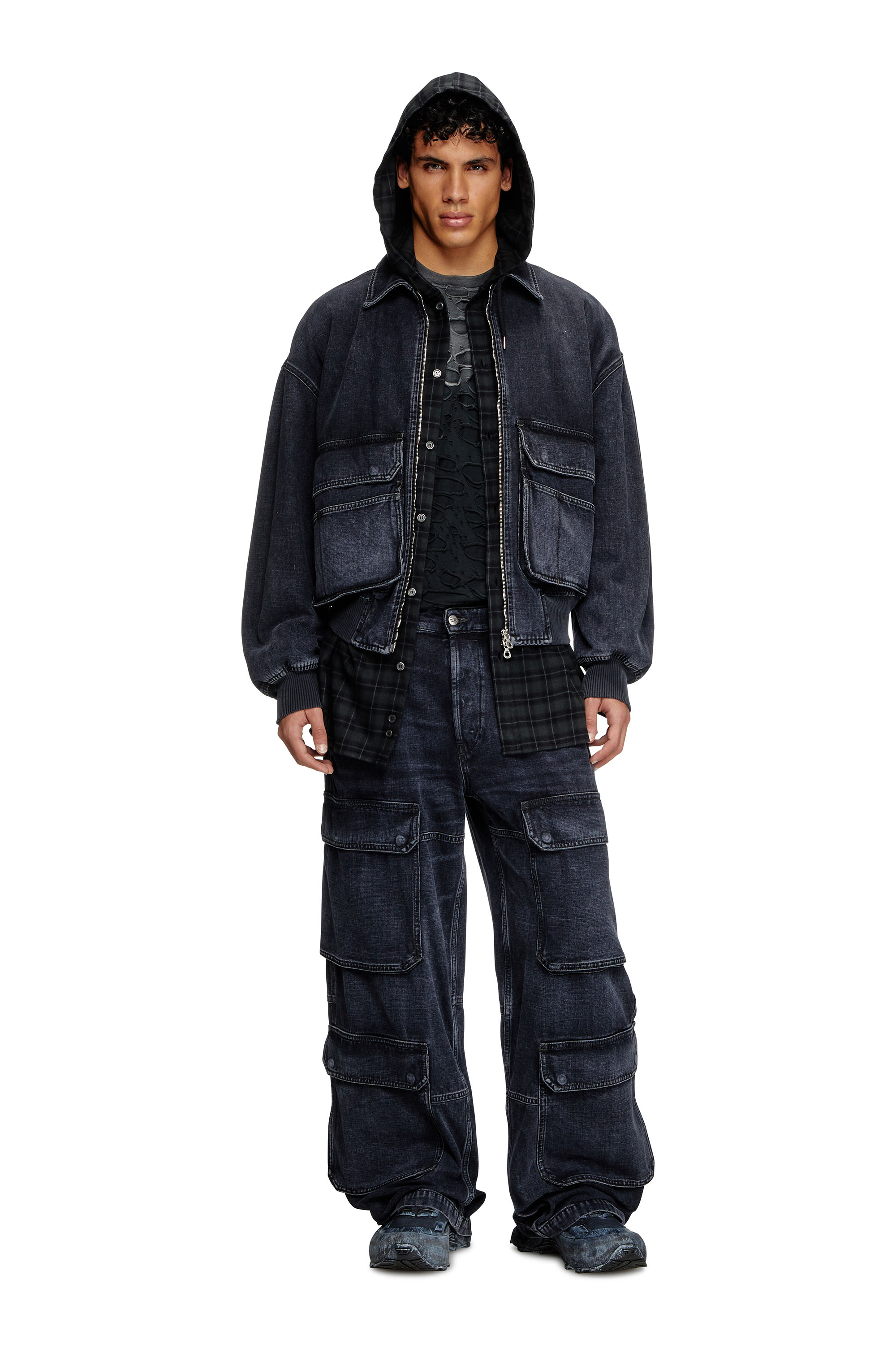 Diesel - D-KURZ, Unisex's Jacket in batavia-weave denim in ブラック - 2