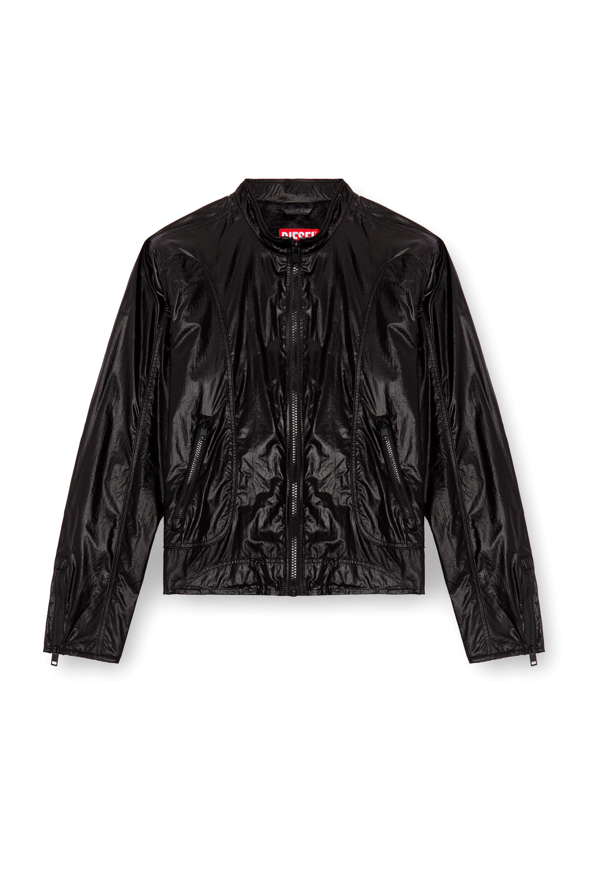 Diesel - J-CLAYS, Male's Biker jacket in shiny ripstop in ブラック - 3