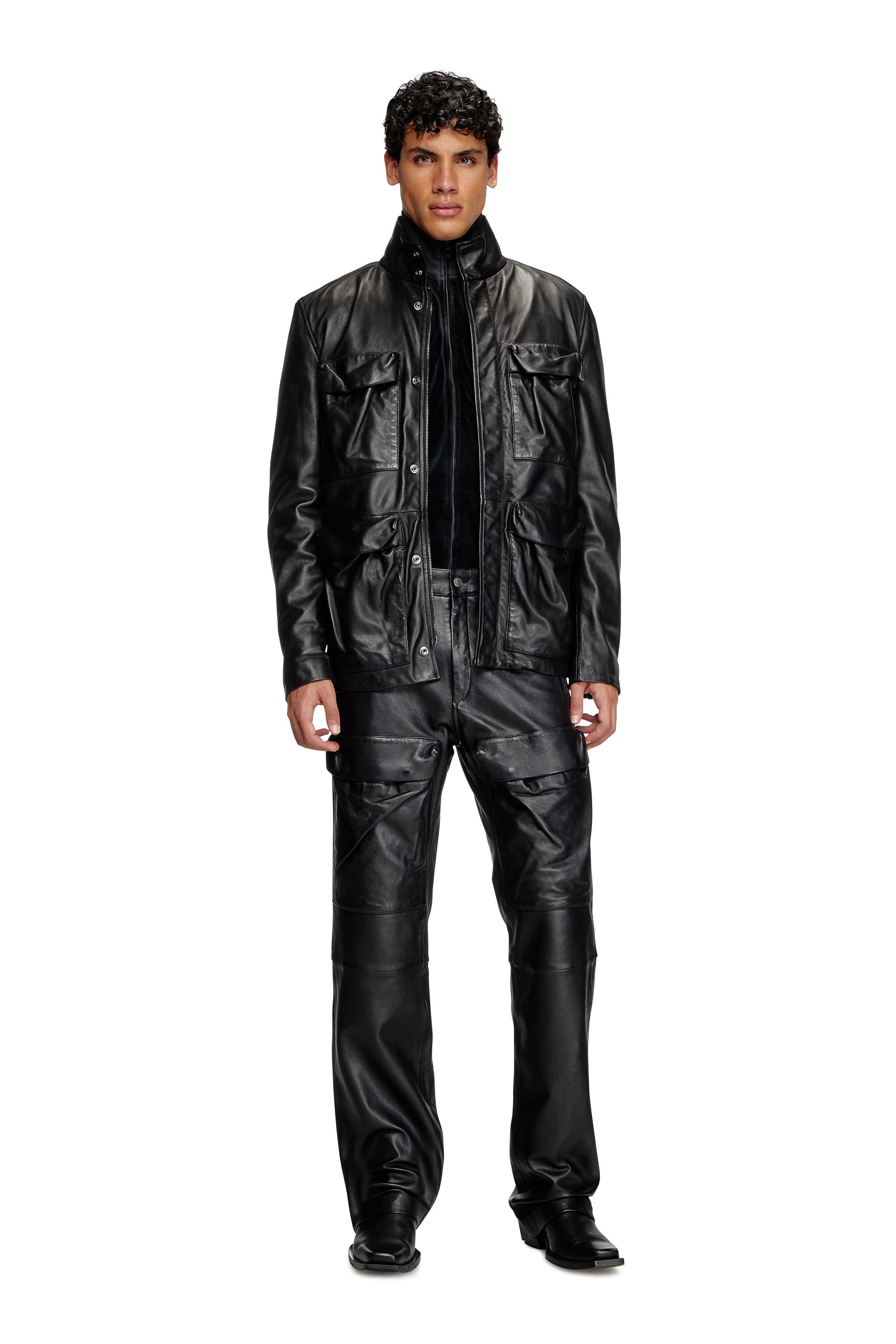 Diesel - P-GAST, Male's Leather pants with utility pockets in ブラック - 2