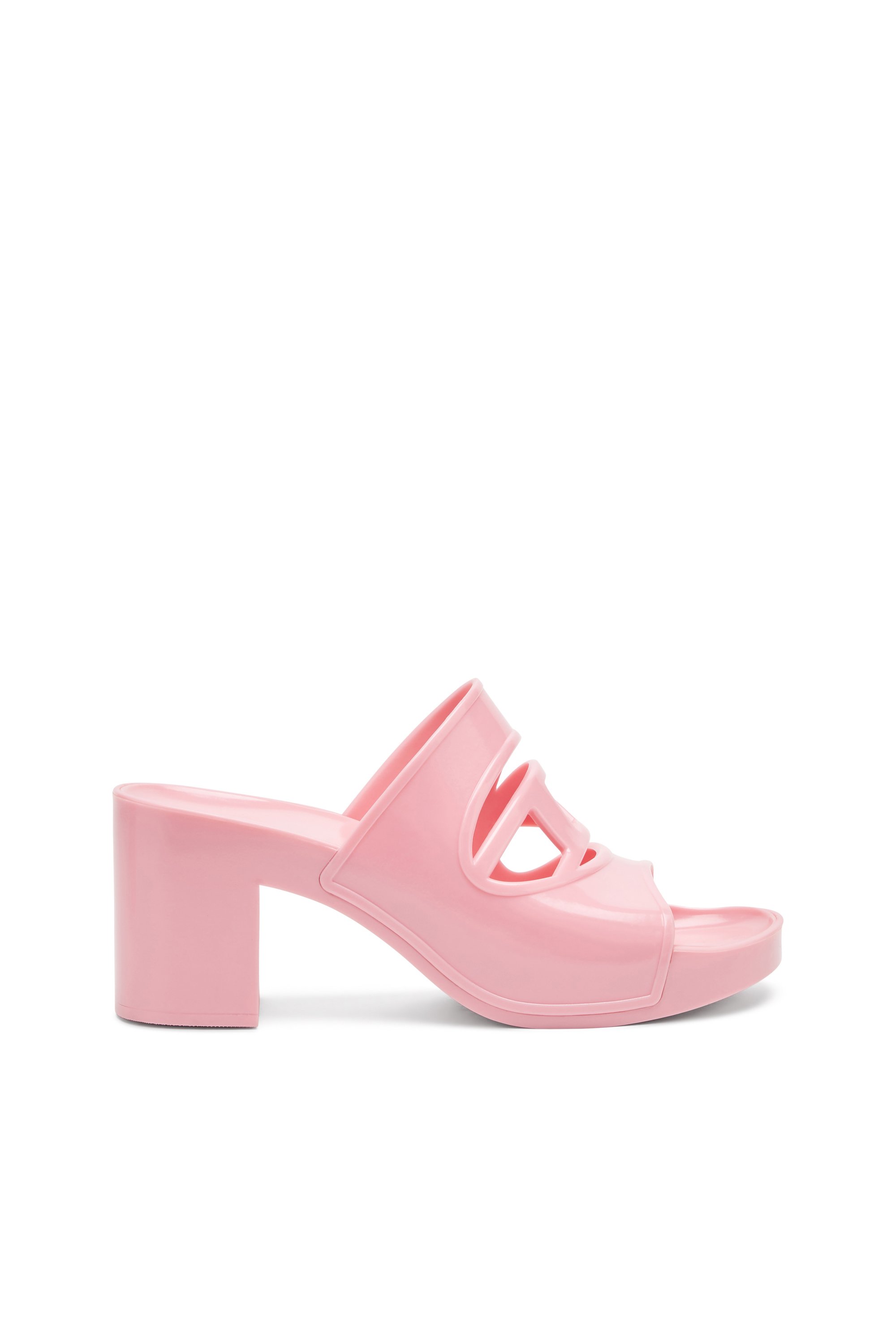 Diesel - SA-BONNIE, Female's Sa-Bonnie-Heeled rubber slides with cut-out logo in ピンク / ホワイト - 1