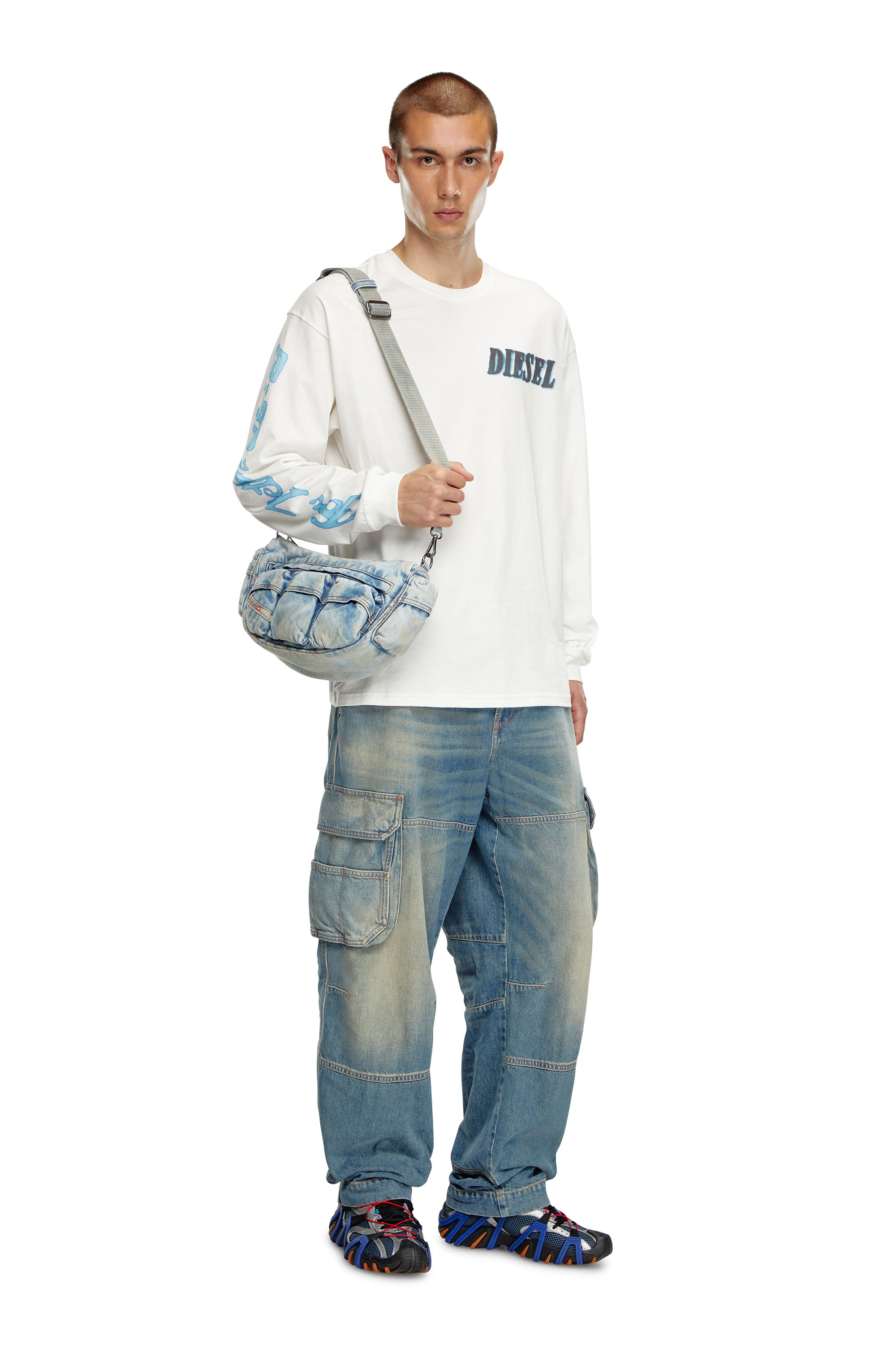 Diesel - T-BOXT-LS-Q15, Male Long-sleeve T-shirt with logo prints in ホワイト - Image 2