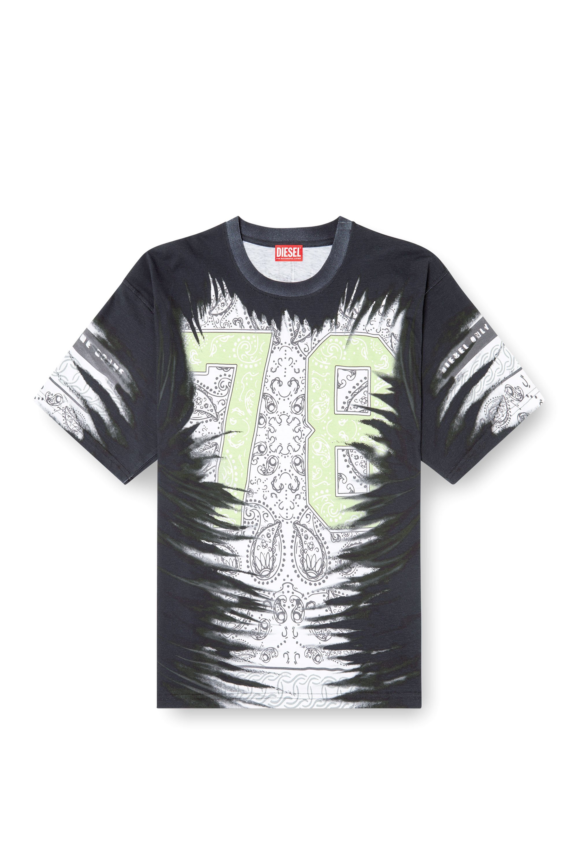 Diesel - T-BOXT-78-R1, Male's T-shirt with 78 bandana print in ブラック - 3