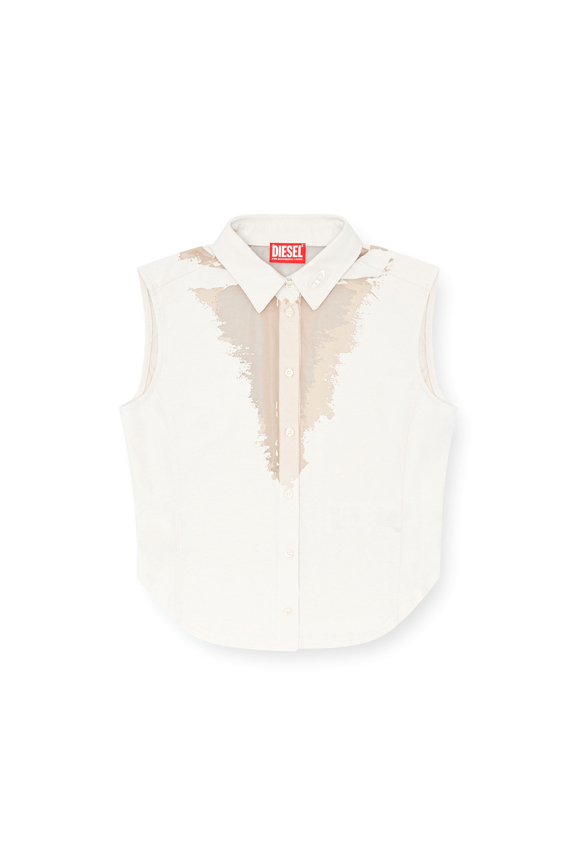 Diesel - C-GISELD, Female's Sleeveless shirt with devoré sweat stains in ホワイト - 3